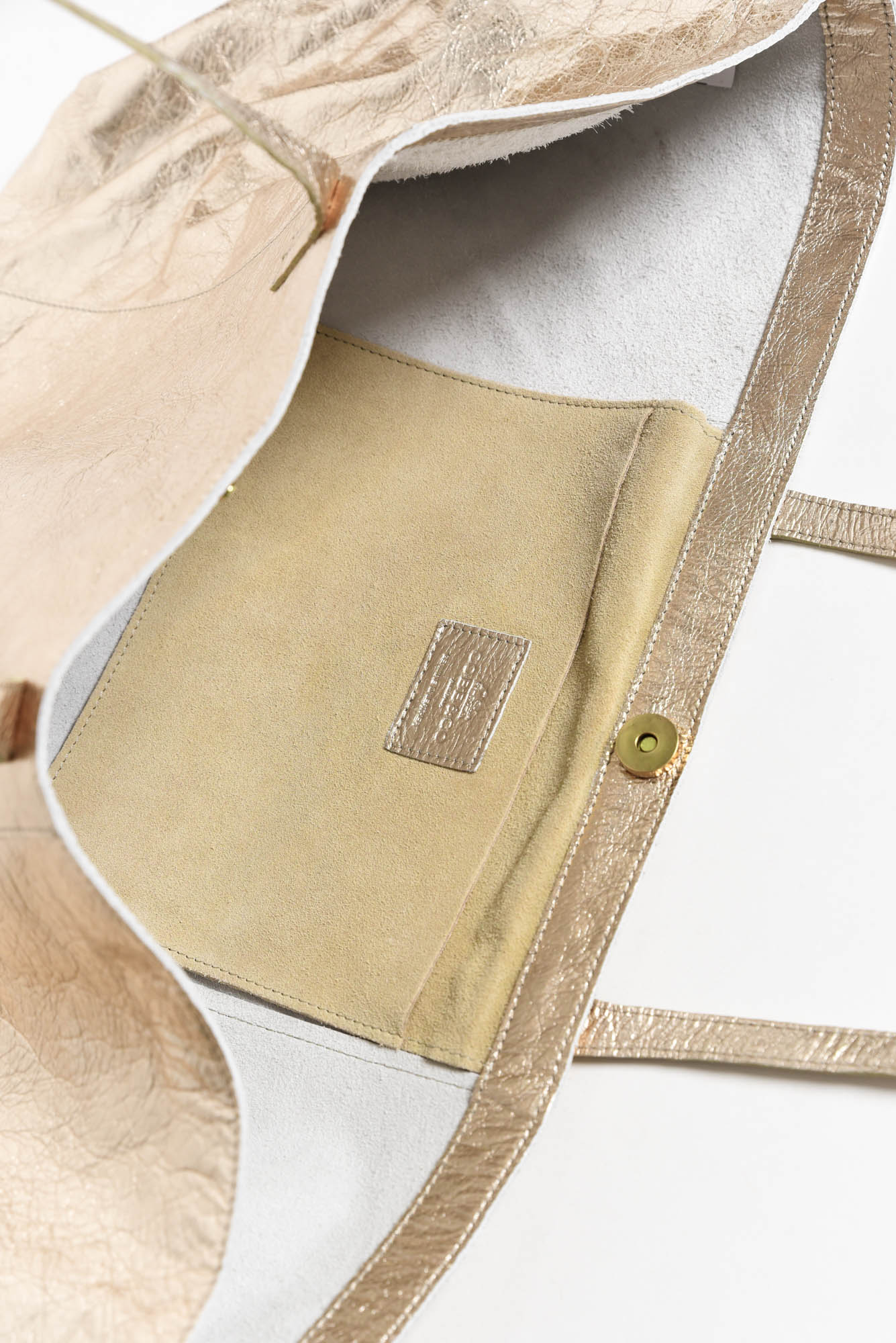 Elara Champagne Metallic Tote Bag - Image 2