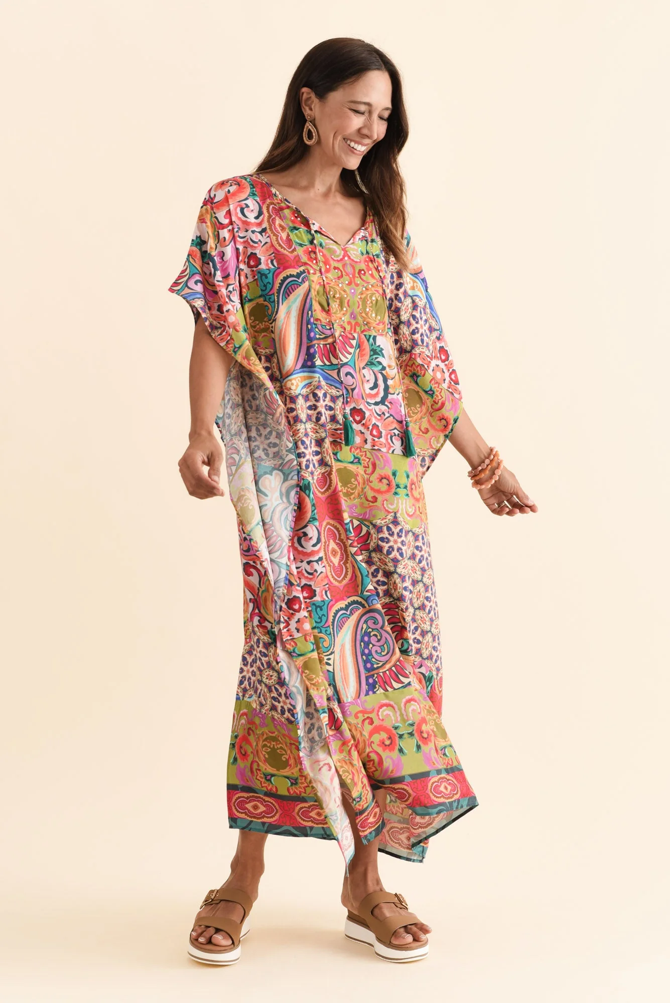 Elara Orange Mosaic Kaftan - Image 2