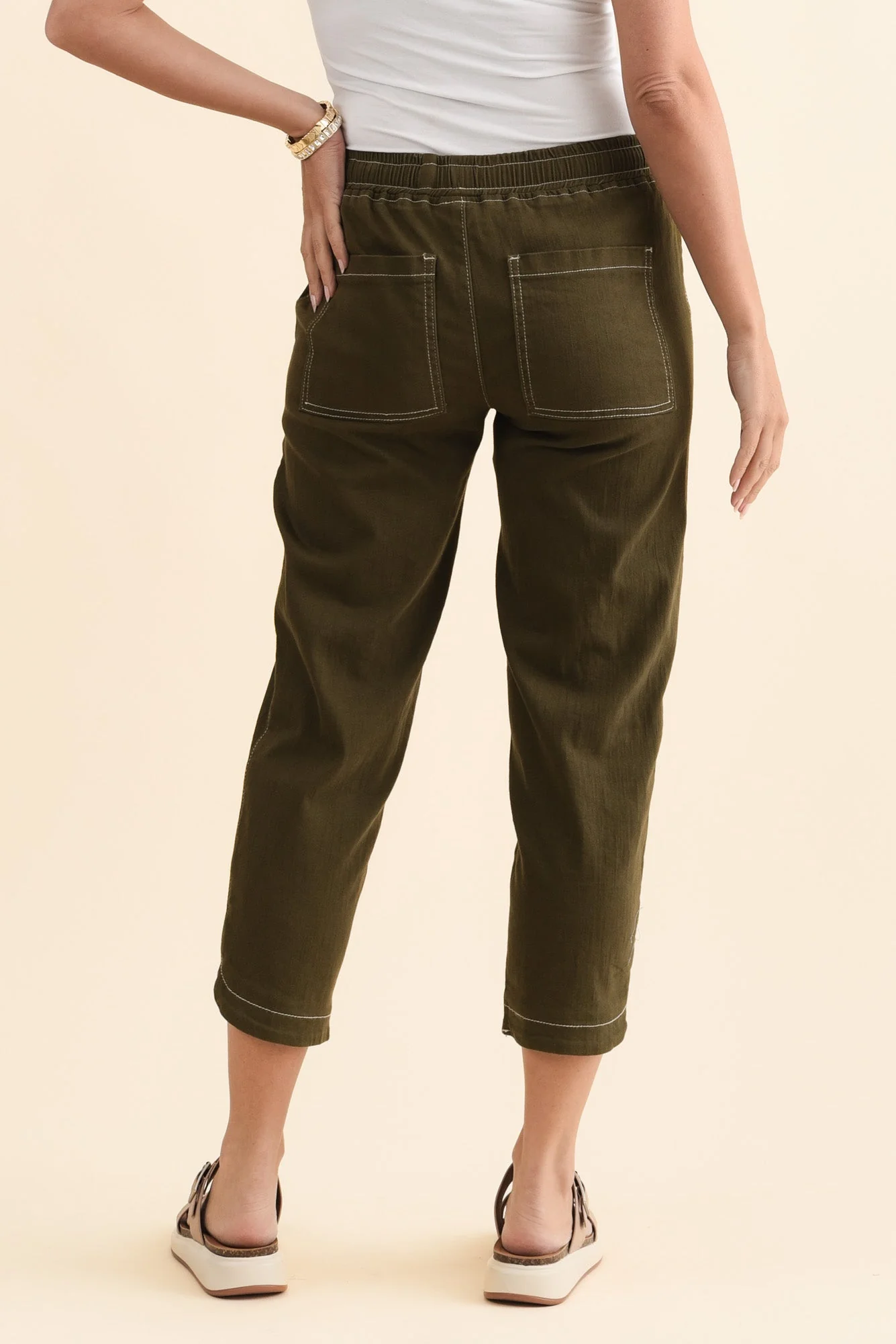 Eliana Khaki Cotton Stretch Jeans - Image 5