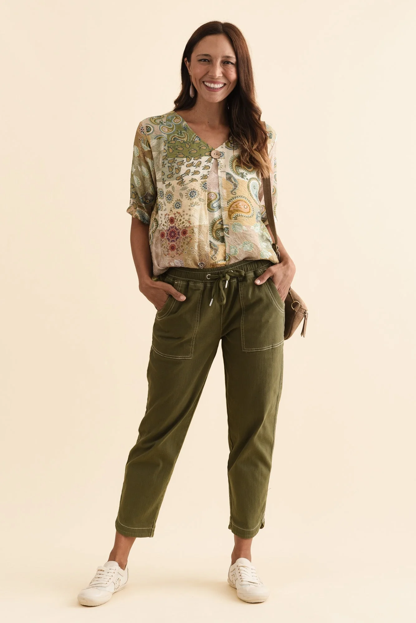 Eliana Olive Cotton Stretch Jeans - Image 2