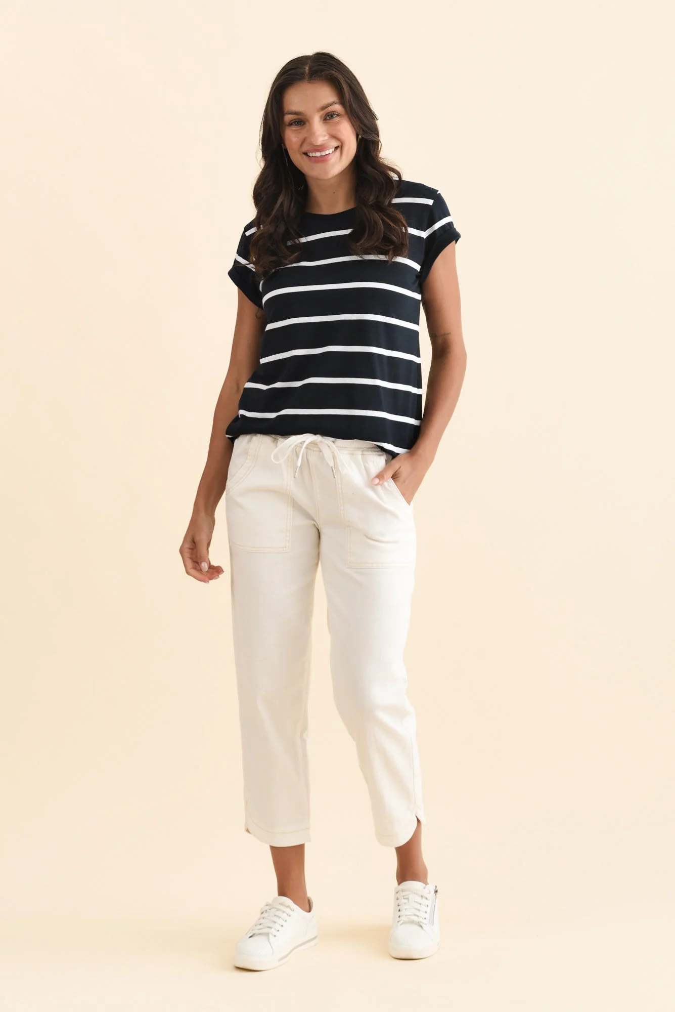 Eliana White Cotton Stretch Jeans - Image 2