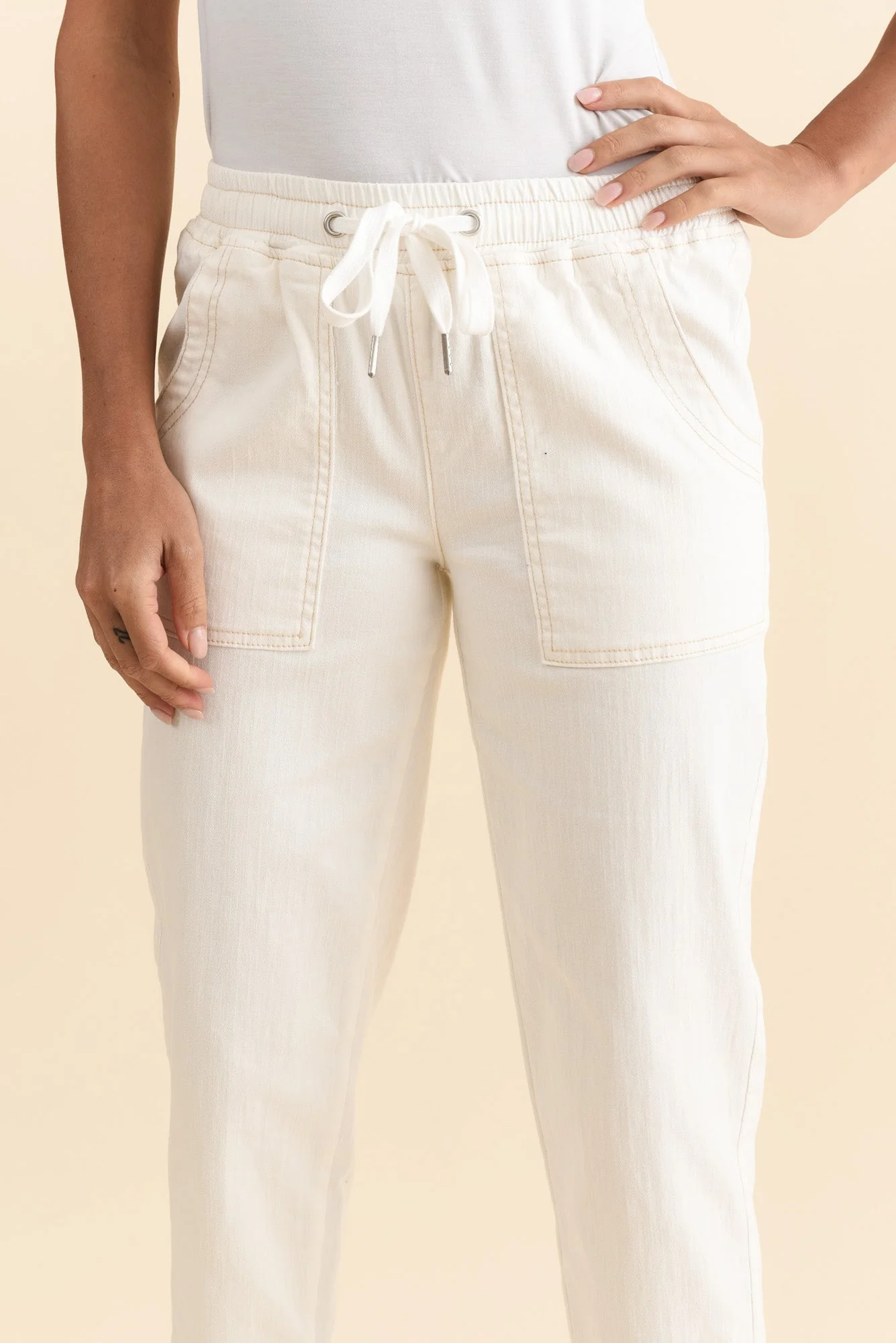 Eliana White Cotton Stretch Jeans - Image 5