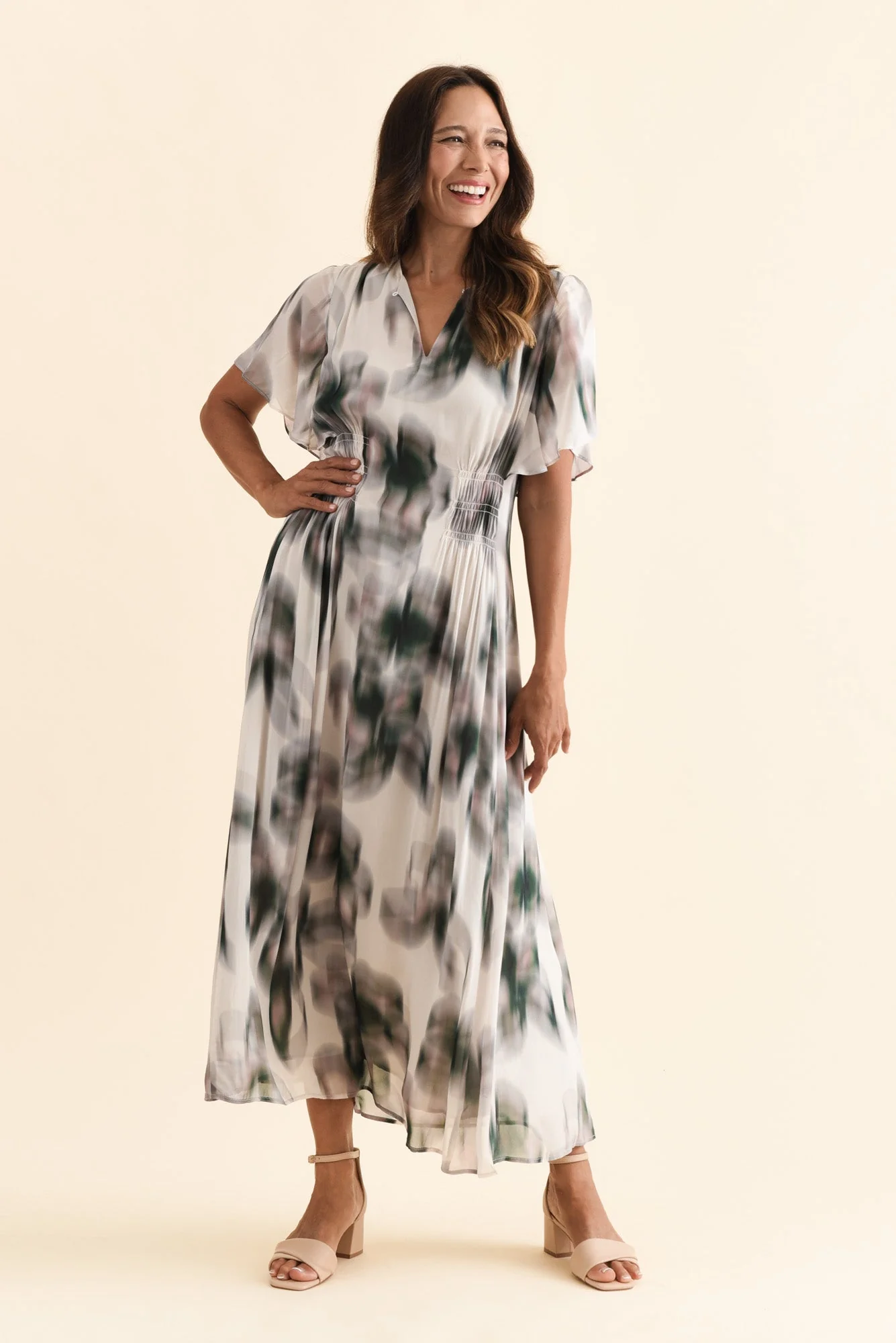 Elise Ivory Bloom Ruffle Dress - Image 2