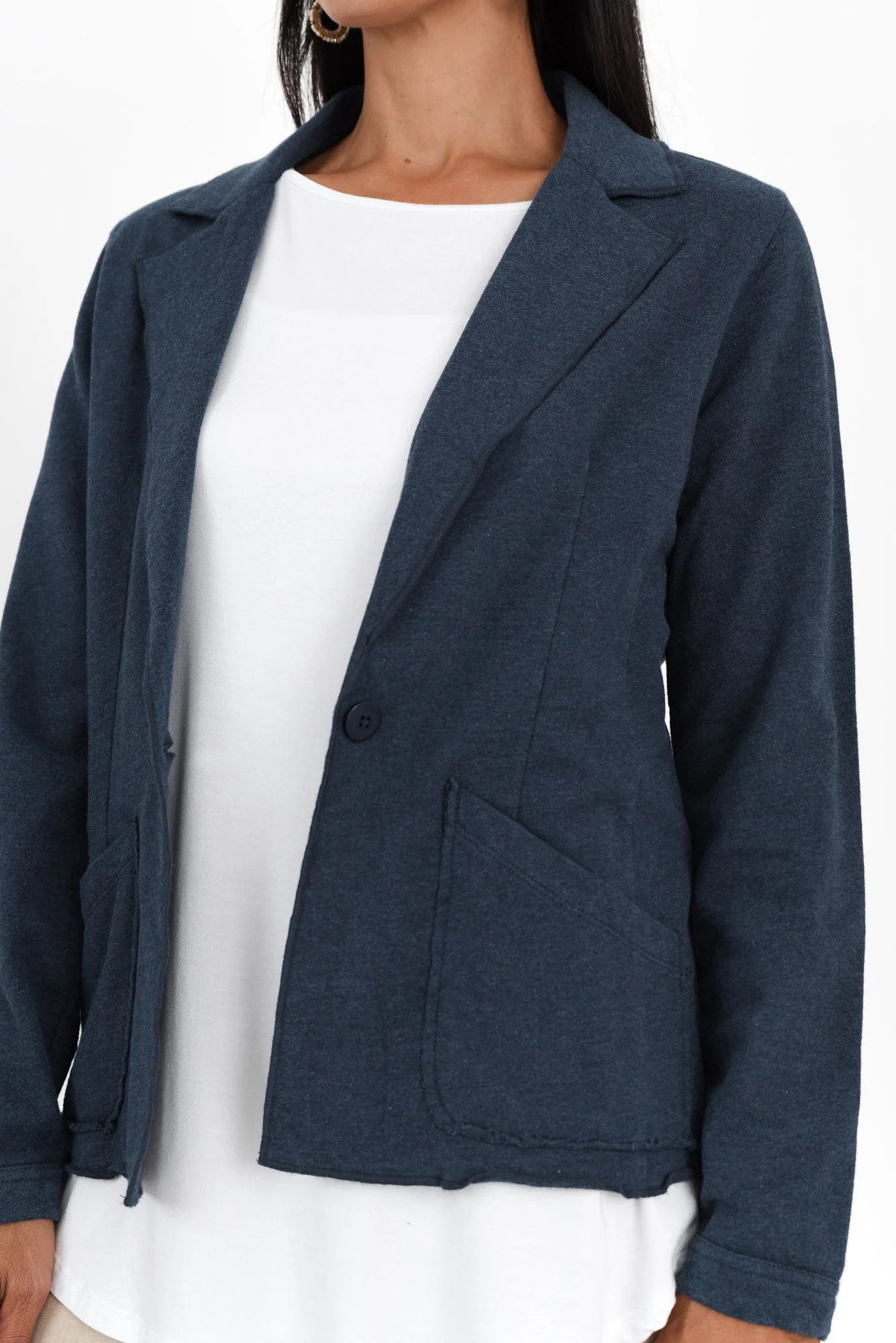 Elissa Navy Cotton Blazer - Image 6