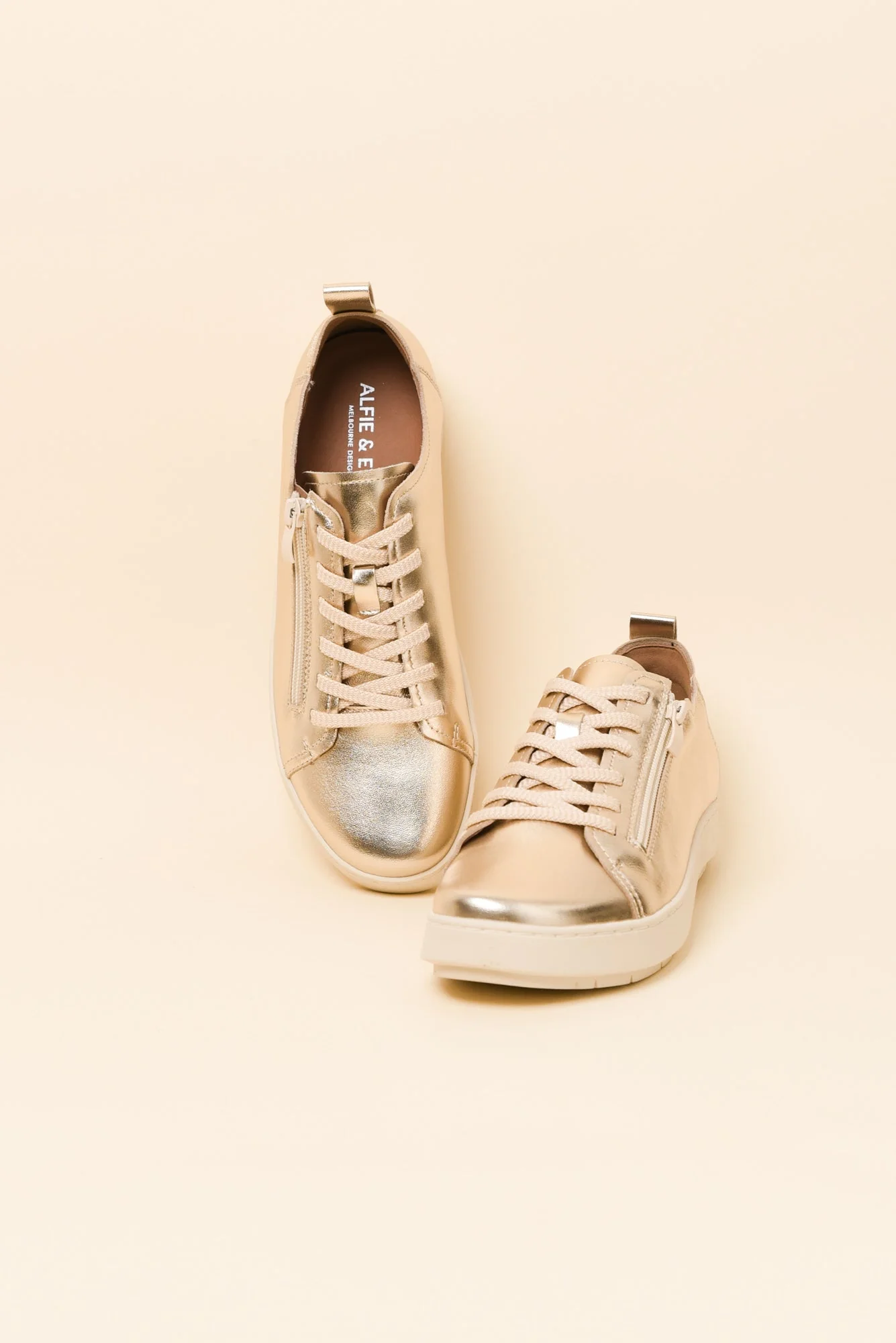 Elk Gold Leather Zip Sneaker - Image 2