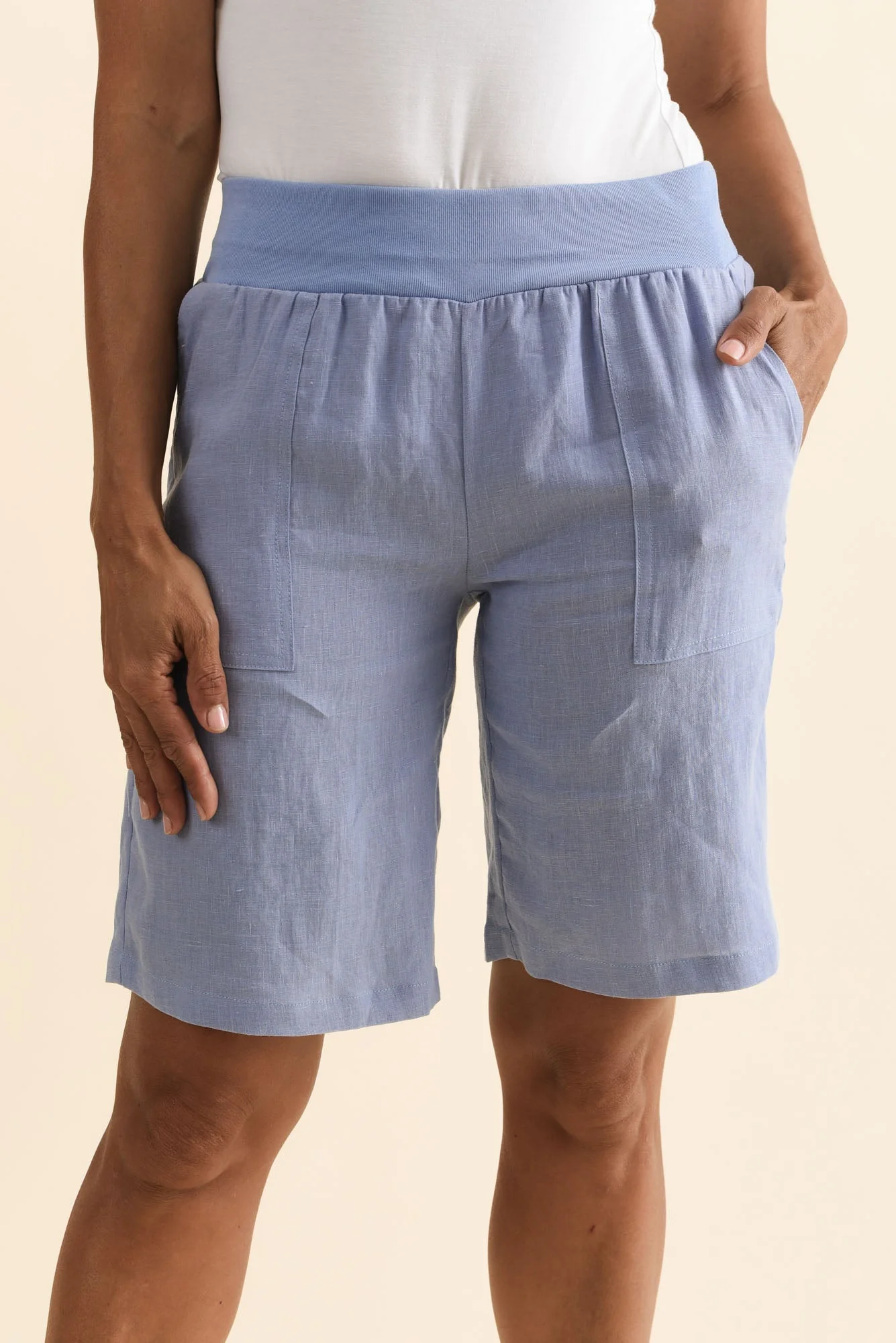 Elka Blue Linen Relaxed Shorts - Image 5