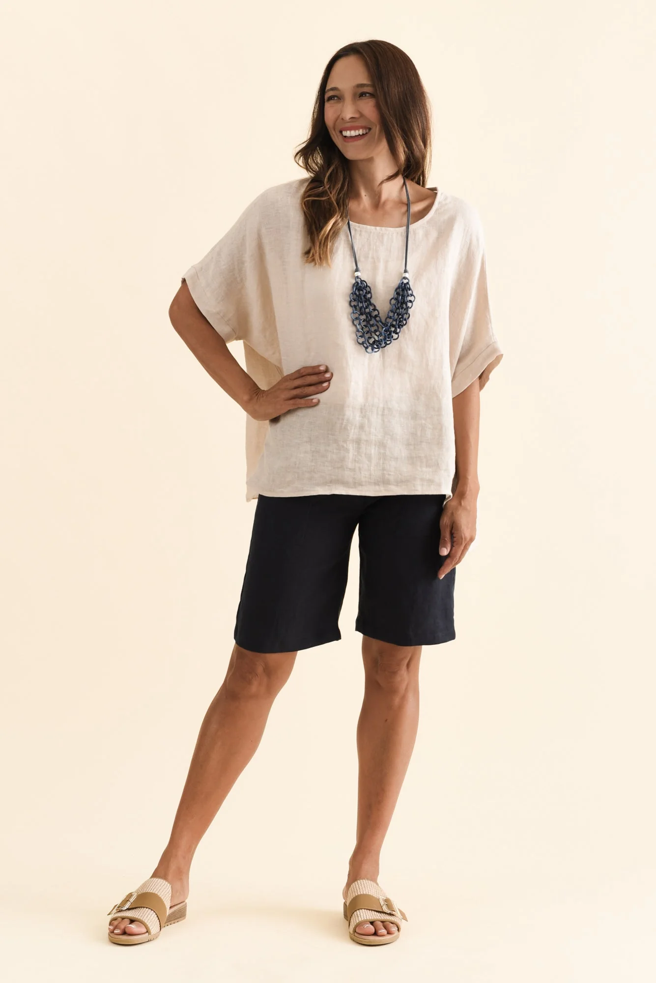 Elka Navy Linen Relaxed Shorts - Image 6