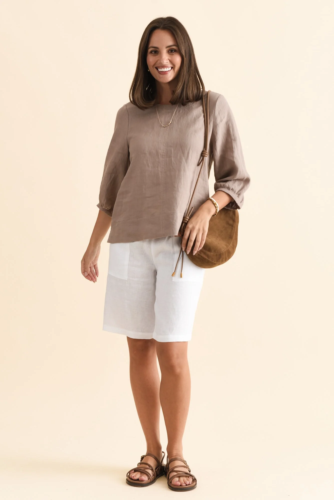 Elka White Linen Relaxed Shorts - Image 2
