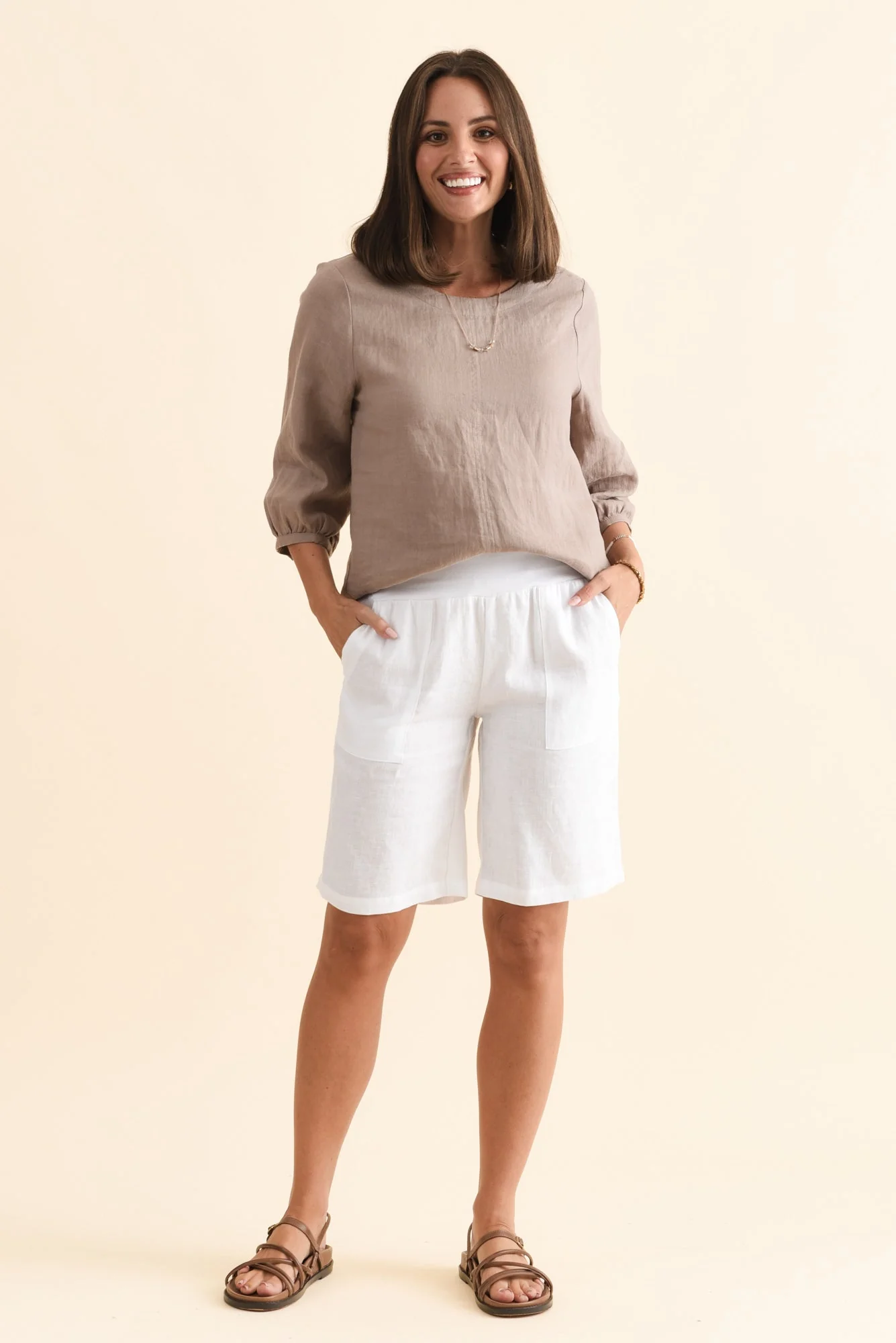 Elka White Linen Relaxed Shorts - Image 6