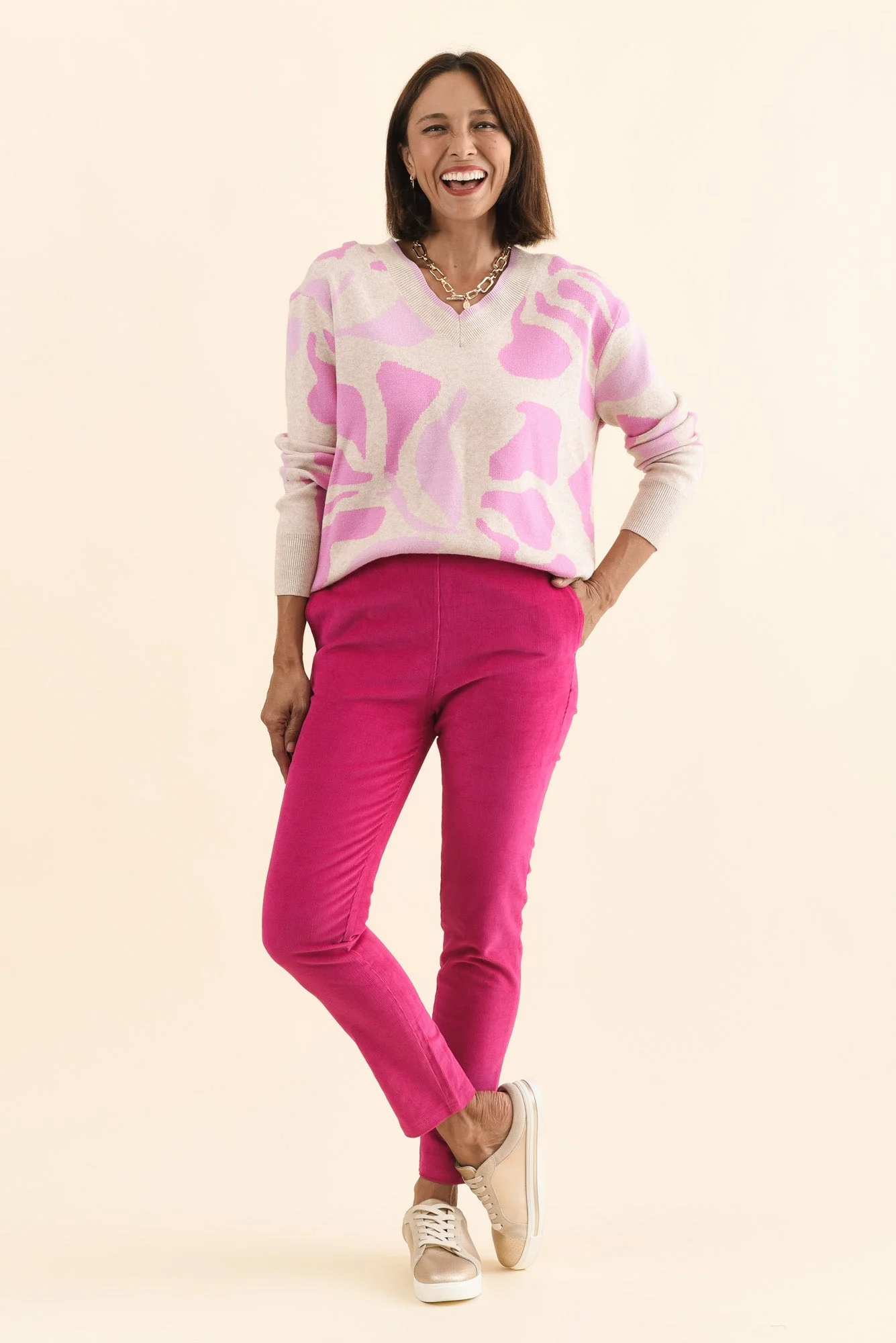 Elle Hot Pink Corduroy Pants - Image 2