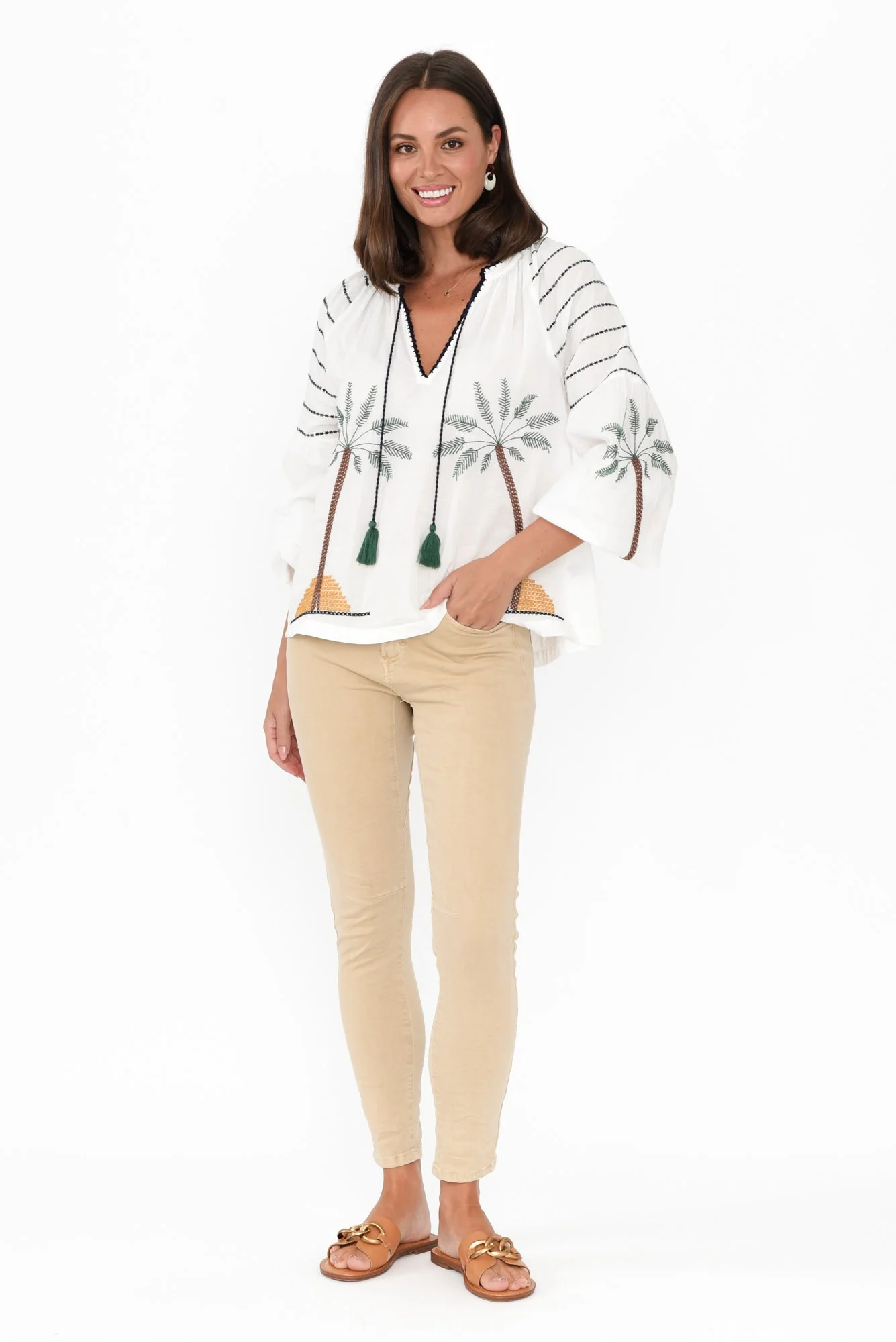 Ellery Beige Cotton Stretch Jeans - Image 3
