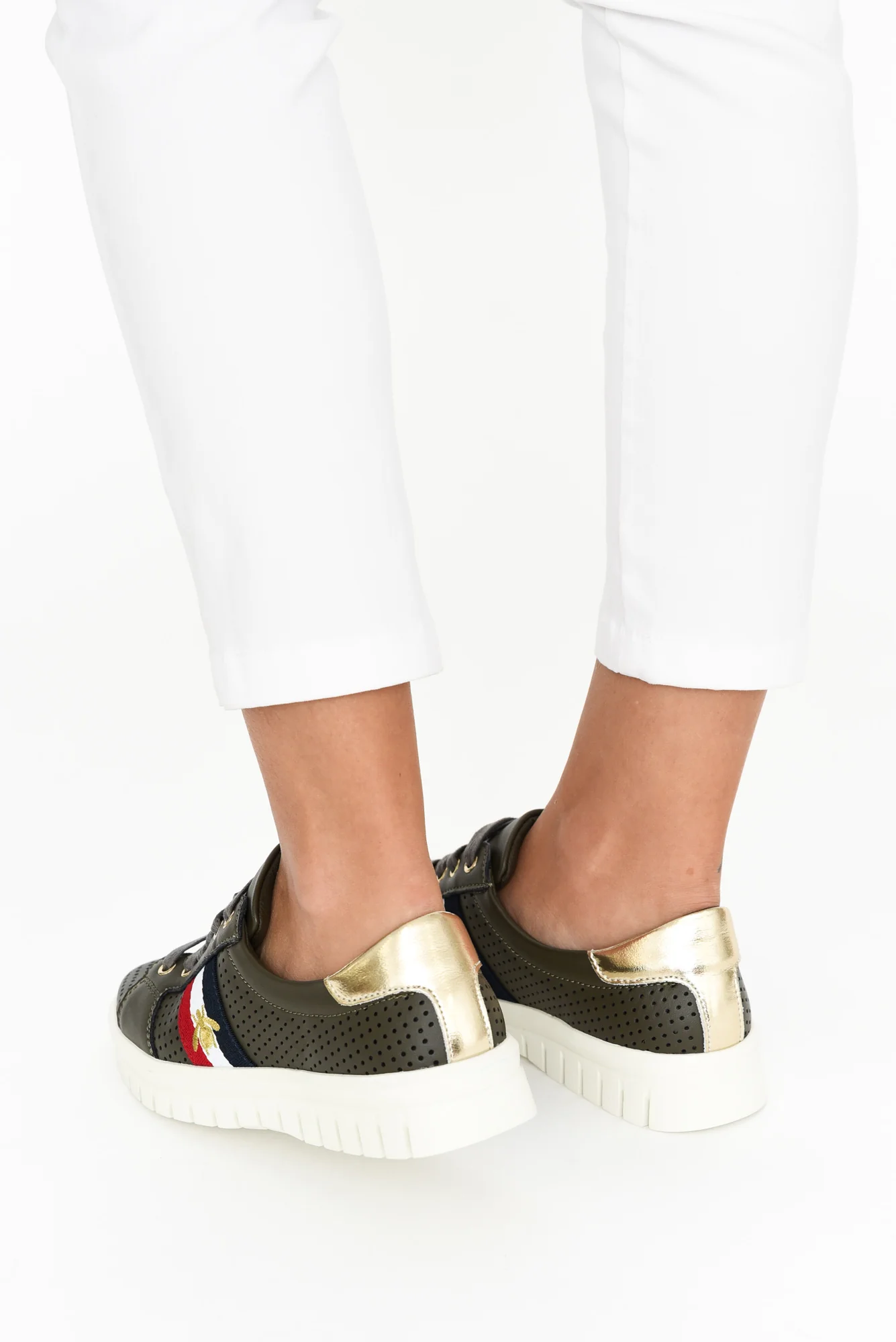 Elope Khaki Bee Leather Sneaker - Image 6