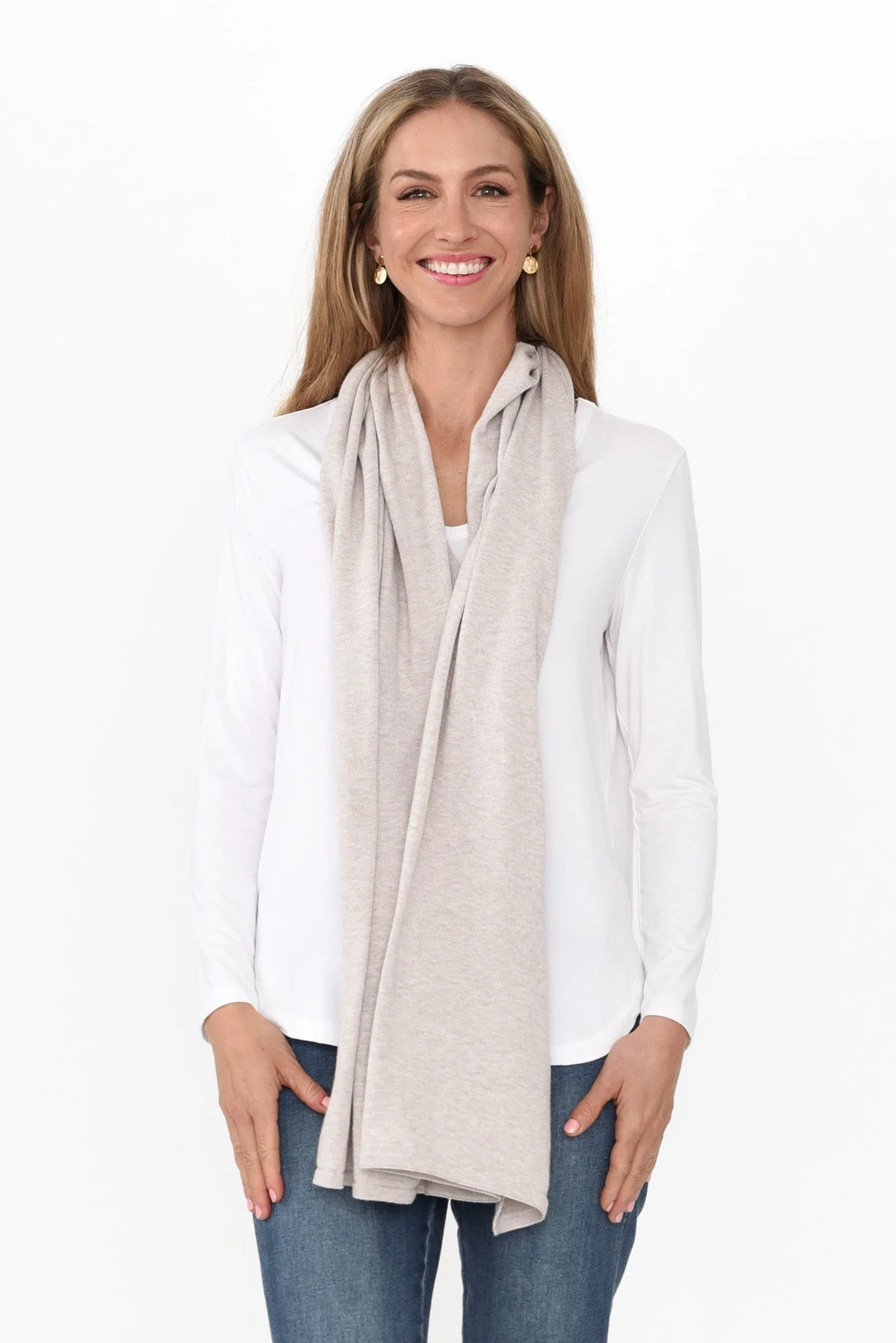 Elorie Beige Cotton Cashmere Poncho - Image 4