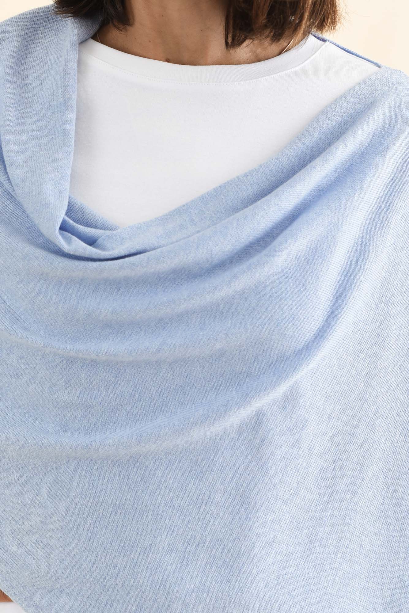 Elorie Blue Cotton Cashmere Poncho - Image 5