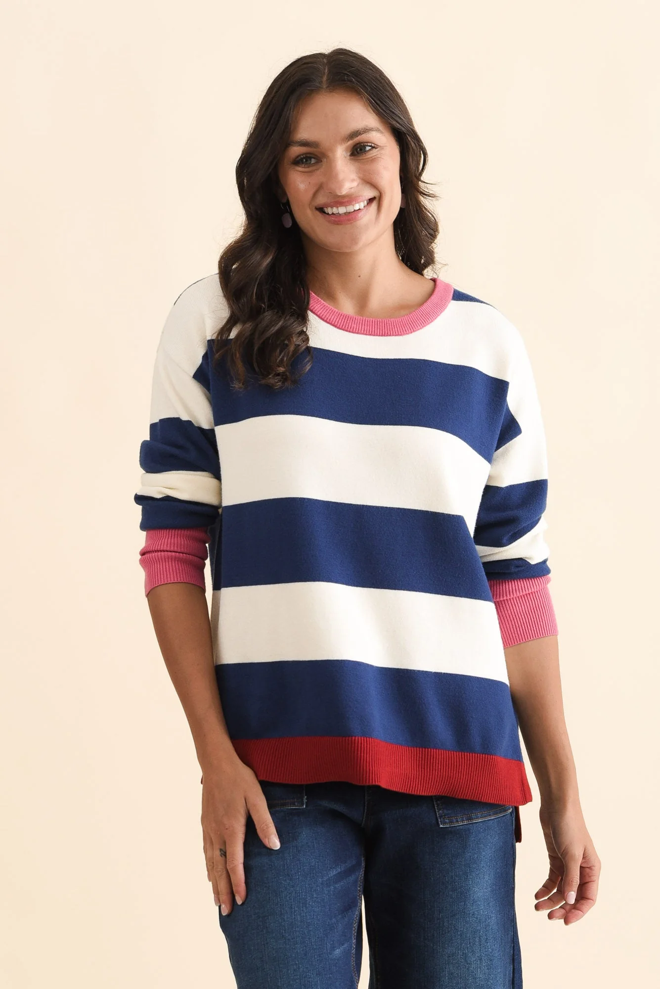 Elvie Blue Stripe Knit Jumper - Image 2