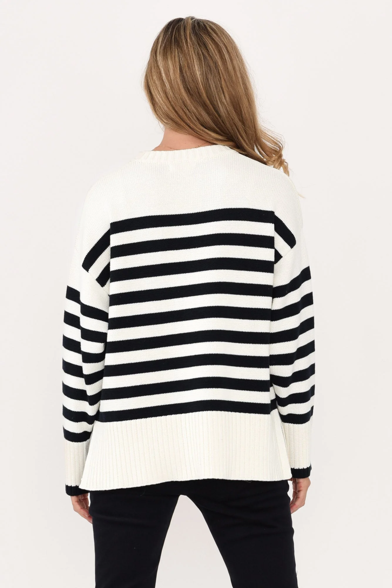 Emelia Cream Stripe Cotton Knit Jumper - Image 4