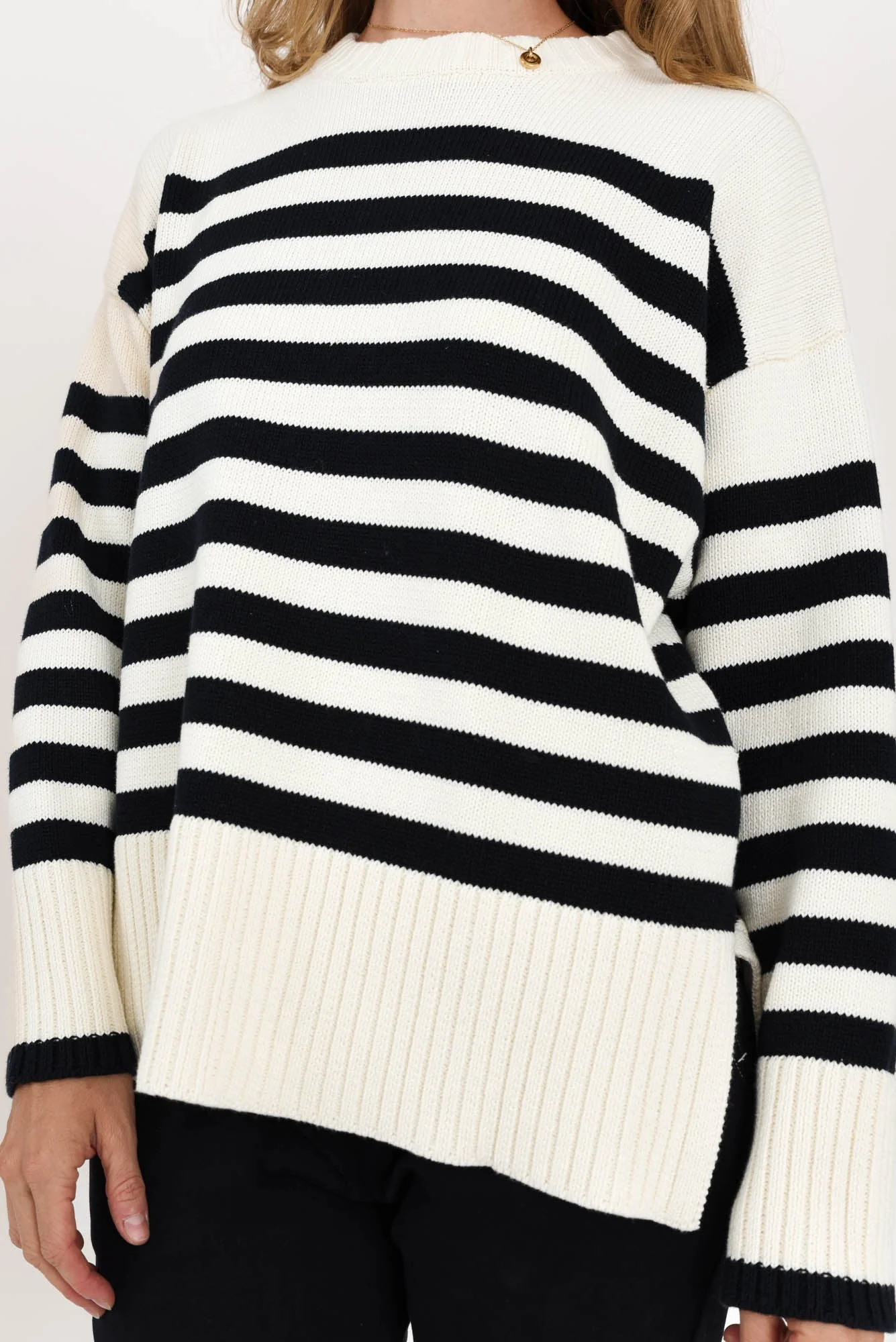 Emelia Cream Stripe Cotton Knit Jumper - Image 5