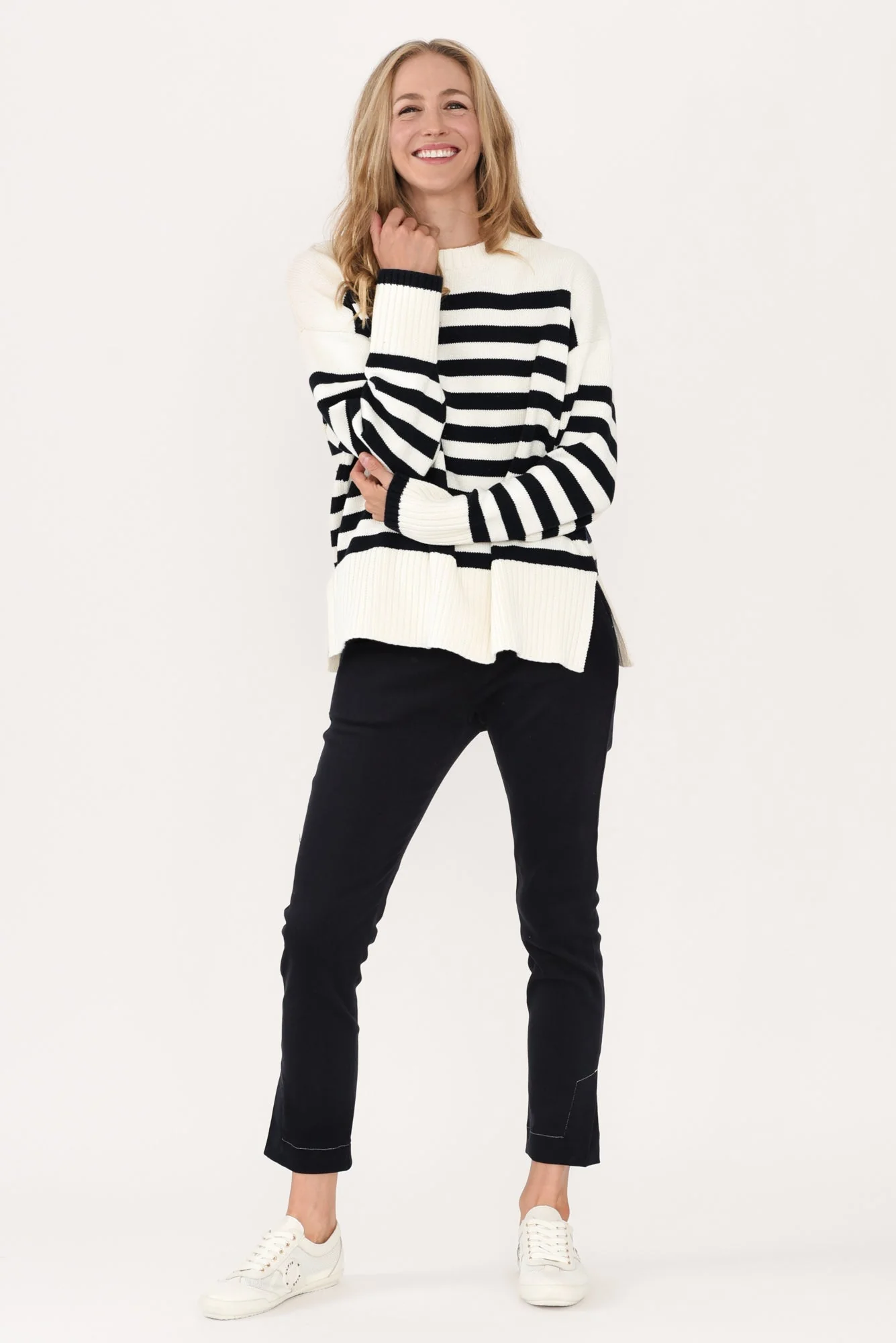 Emelia Cream Stripe Cotton Knit Jumper - Image 6