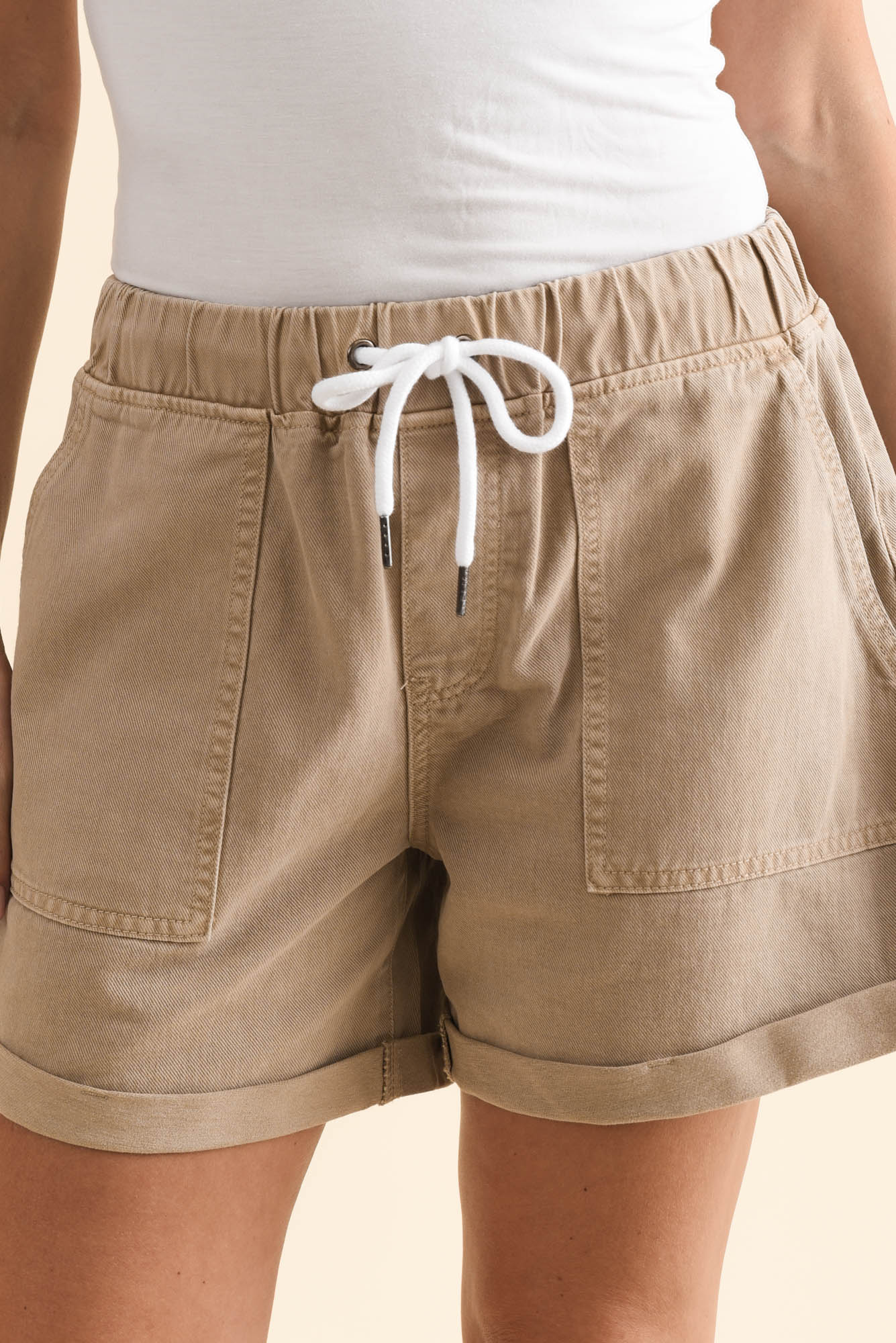 Emma Beige Denim Relaxed Shorts - Image 5