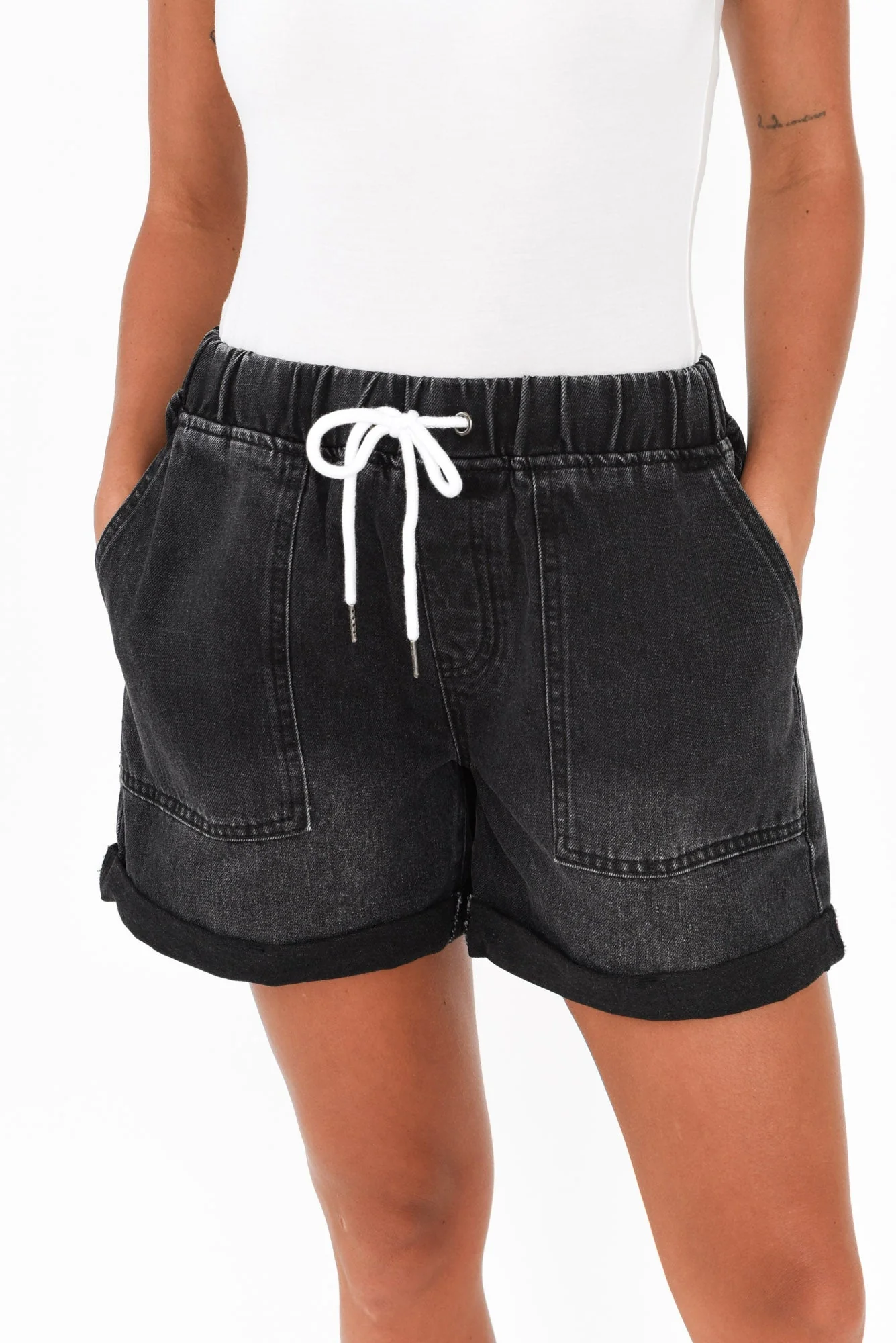 Emma Black Denim Relaxed Shorts - Image 6