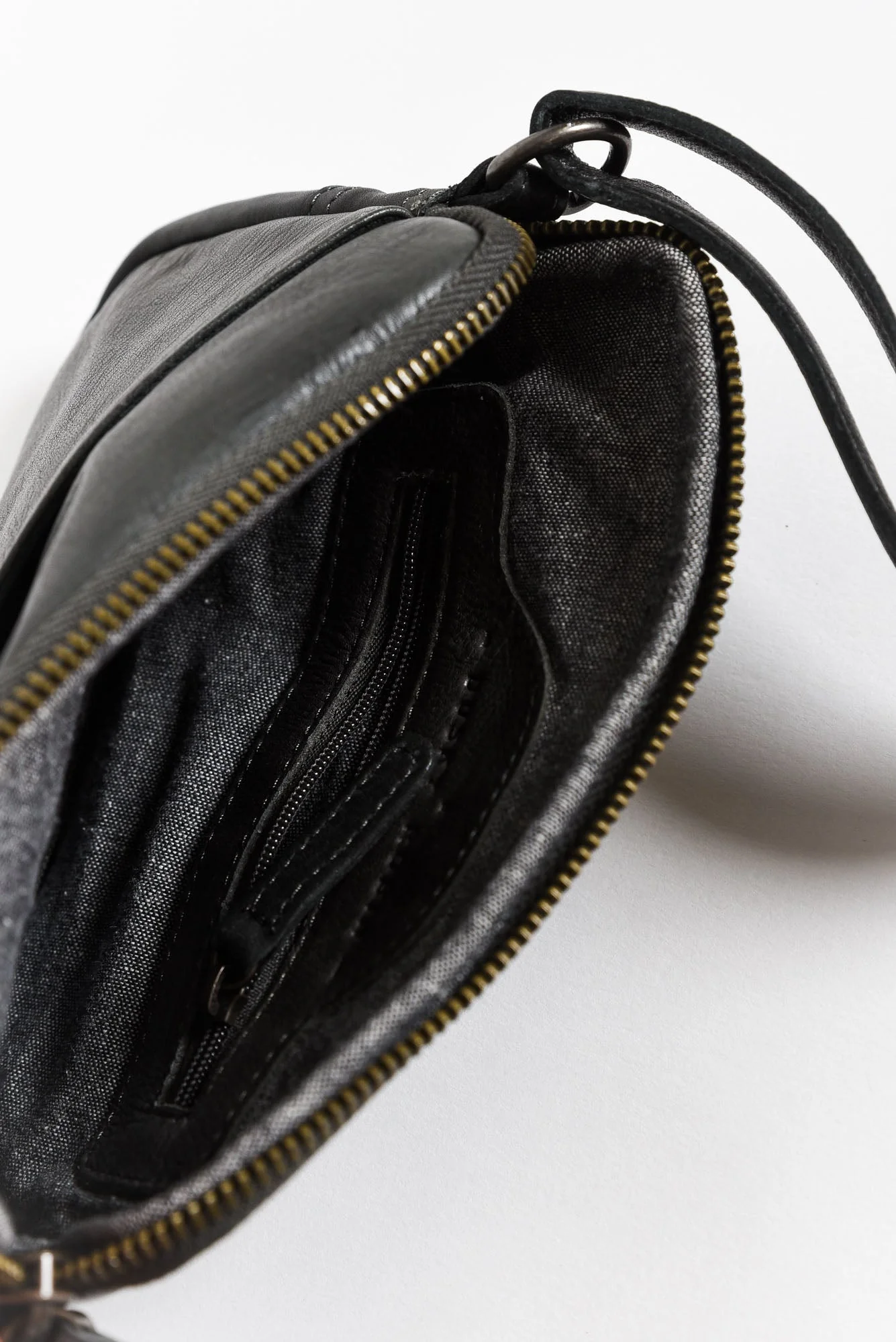 Emma Charcoal Leather Crossbody Bag - Image 2