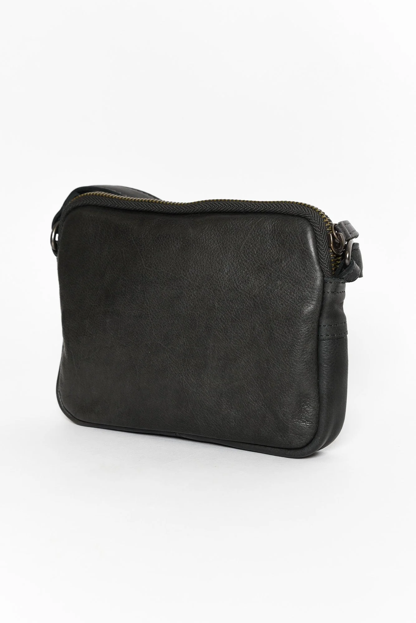 Emma Charcoal Leather Crossbody Bag - Image 3