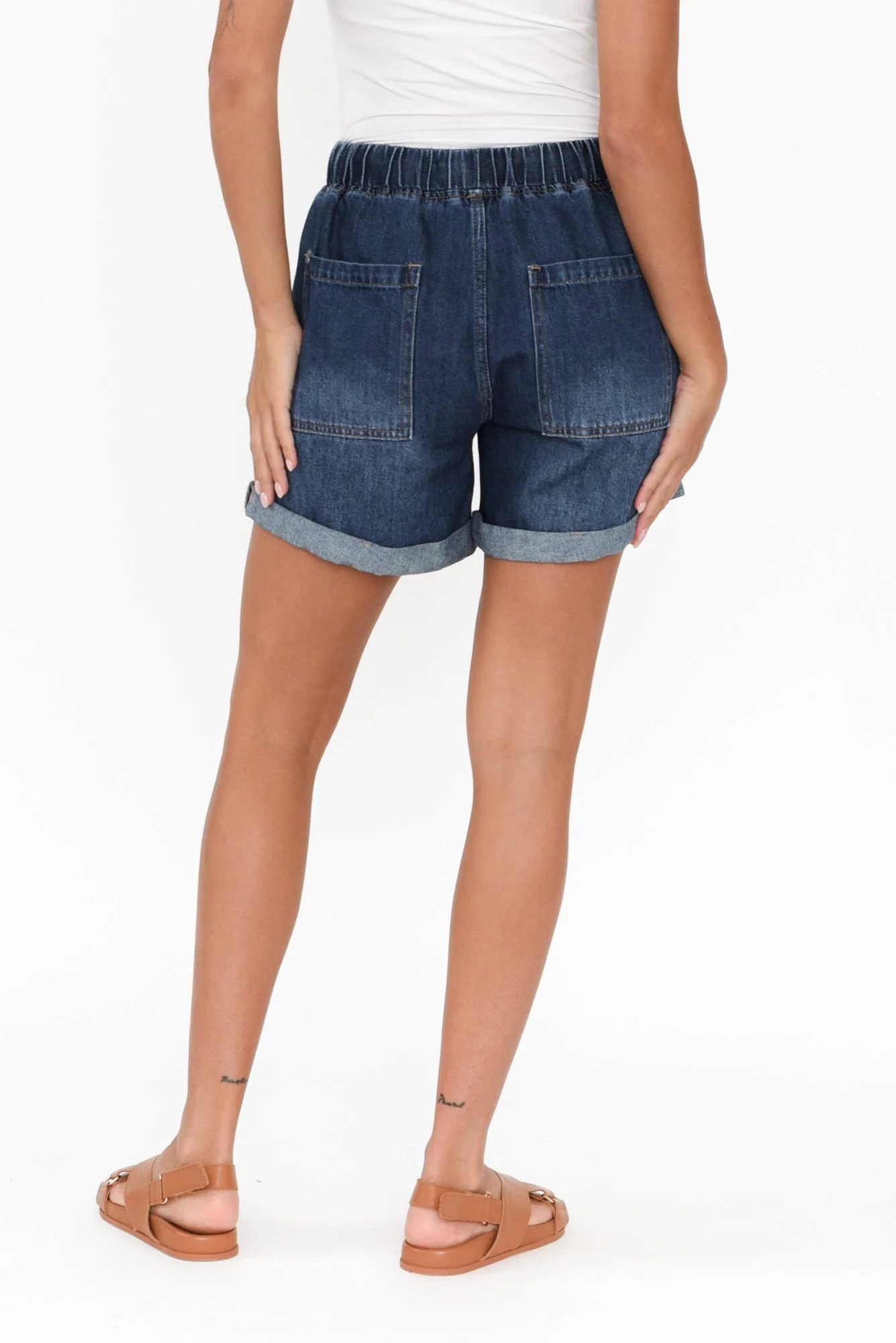 Emma Dark Blue Denim Relaxed Shorts - Image 5