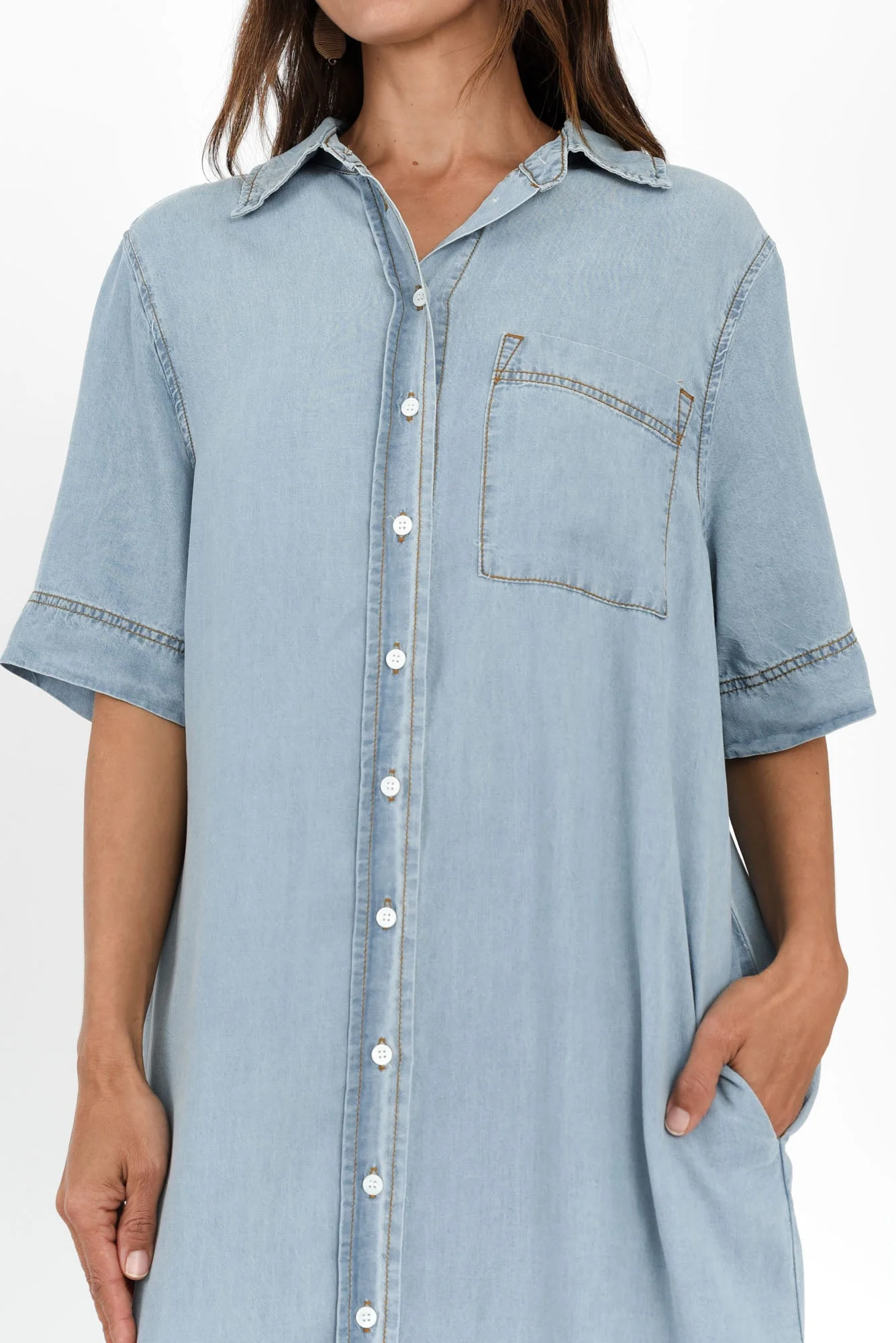 Emmy Blue Denim Shirt Dress - Image 6