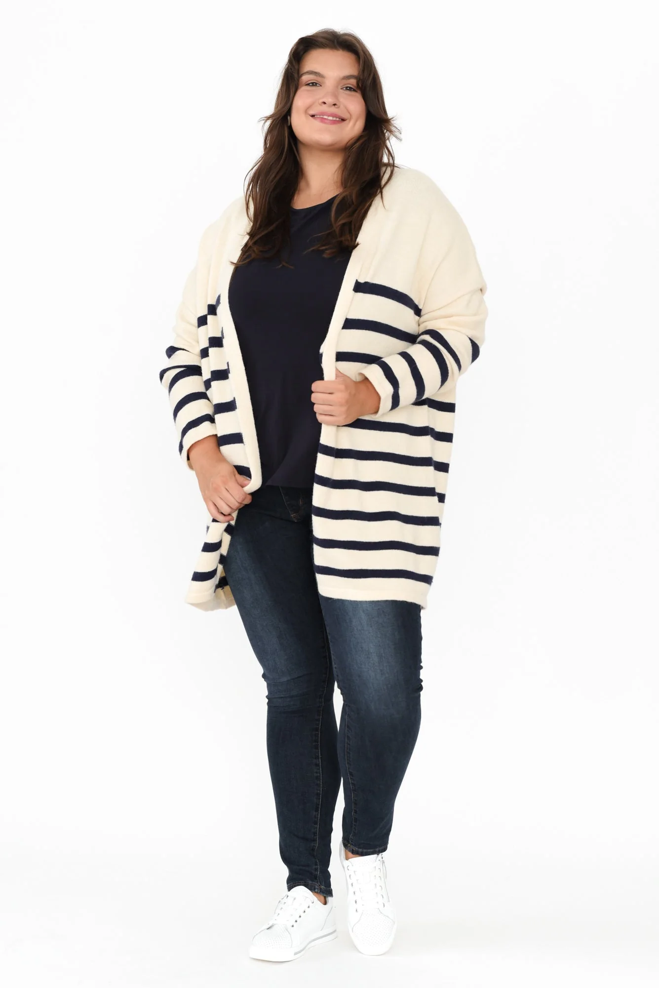 Emy Blue Stripe Knit Cardigan - Image 11