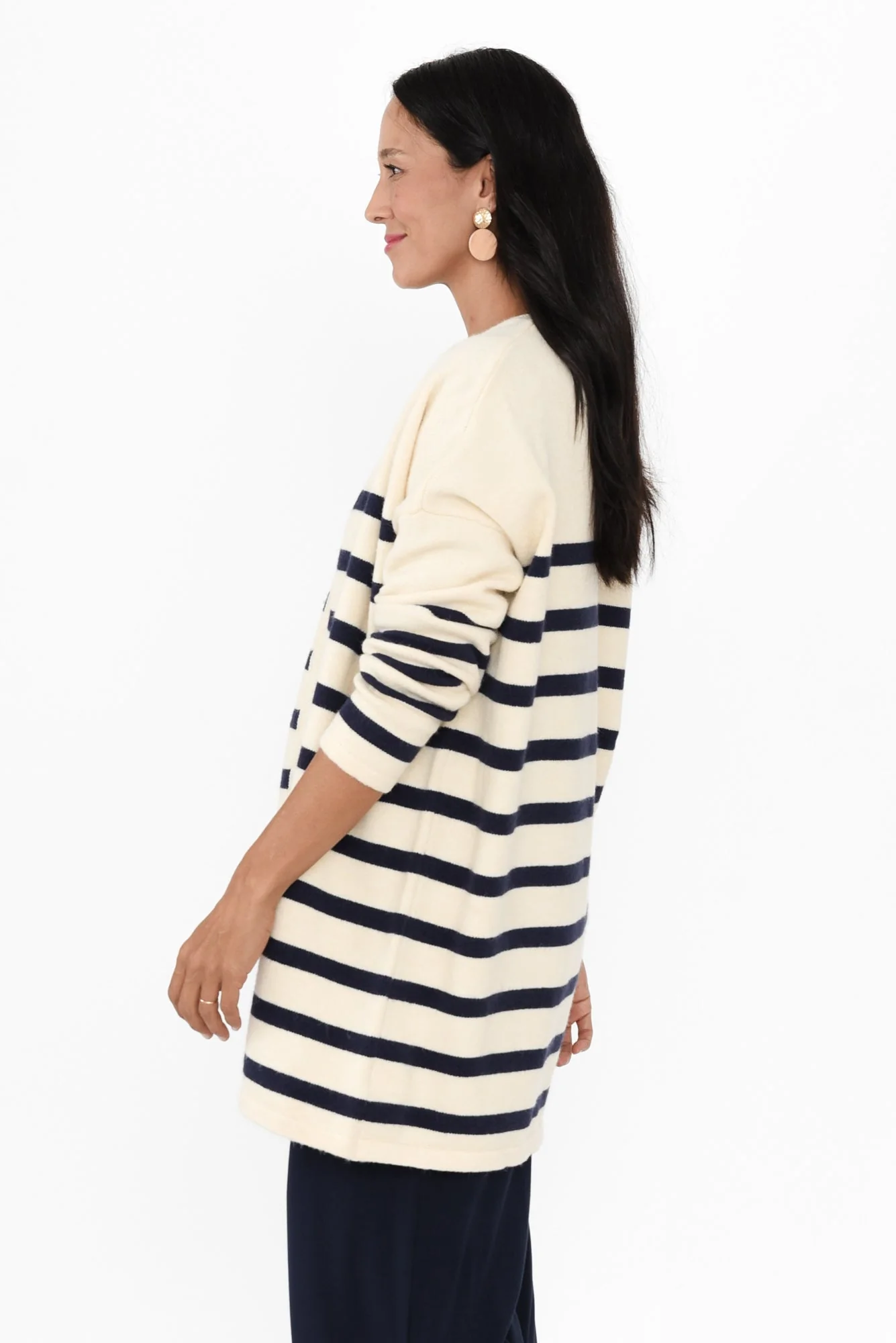 Emy Blue Stripe Knit Cardigan - Image 3
