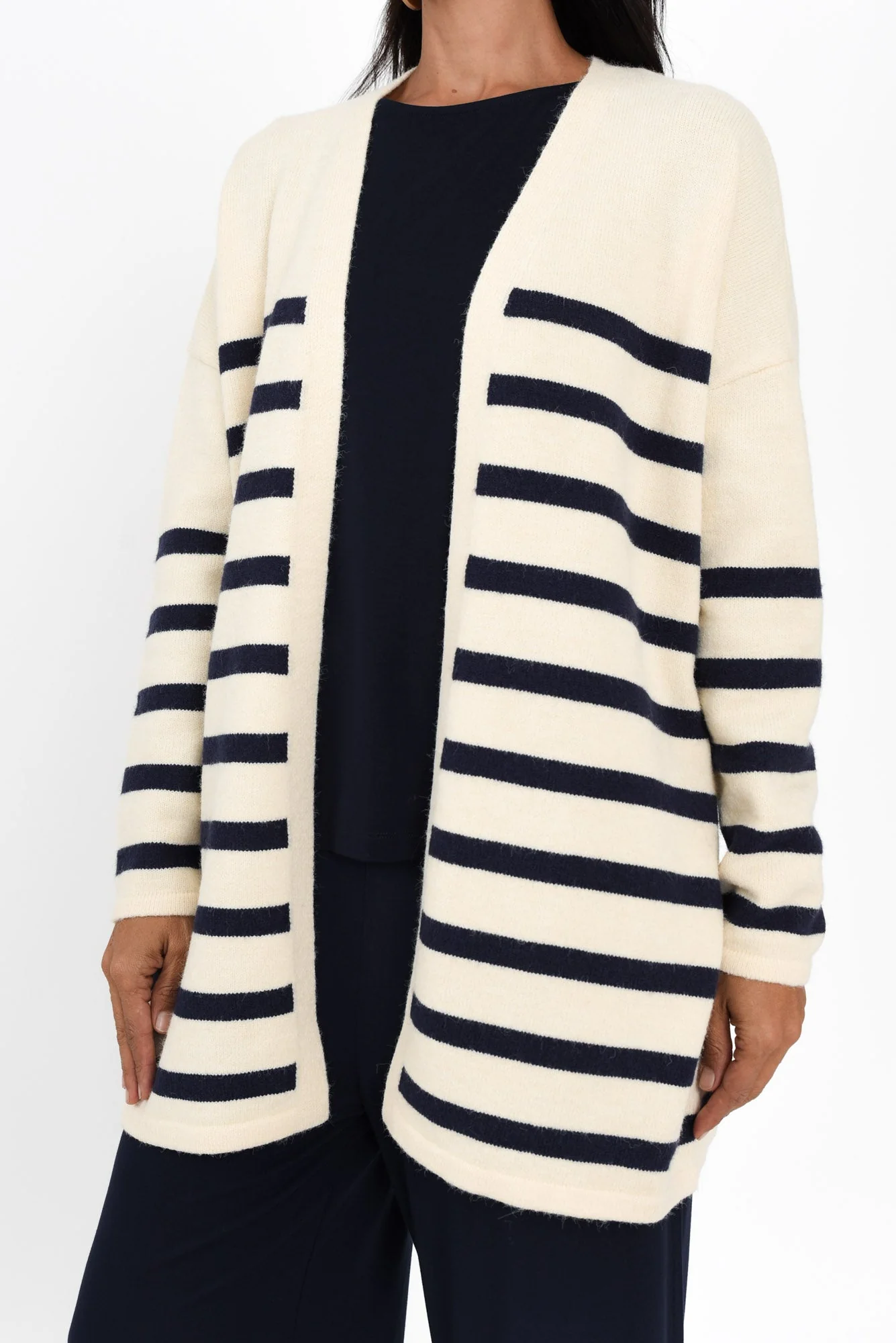 Emy Blue Stripe Knit Cardigan - Image 5