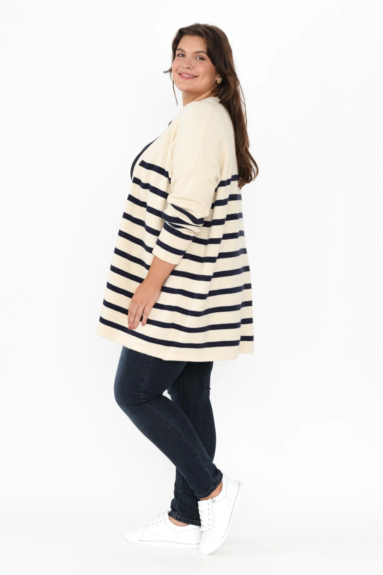 Emy Blue Stripe Knit Cardigan - Image 7