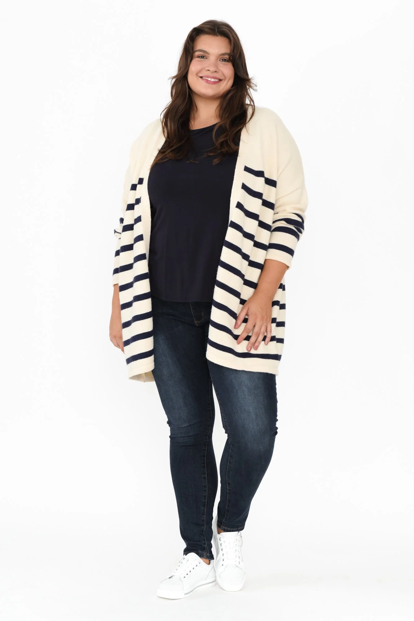 Emy Blue Stripe Knit Cardigan - Image 8