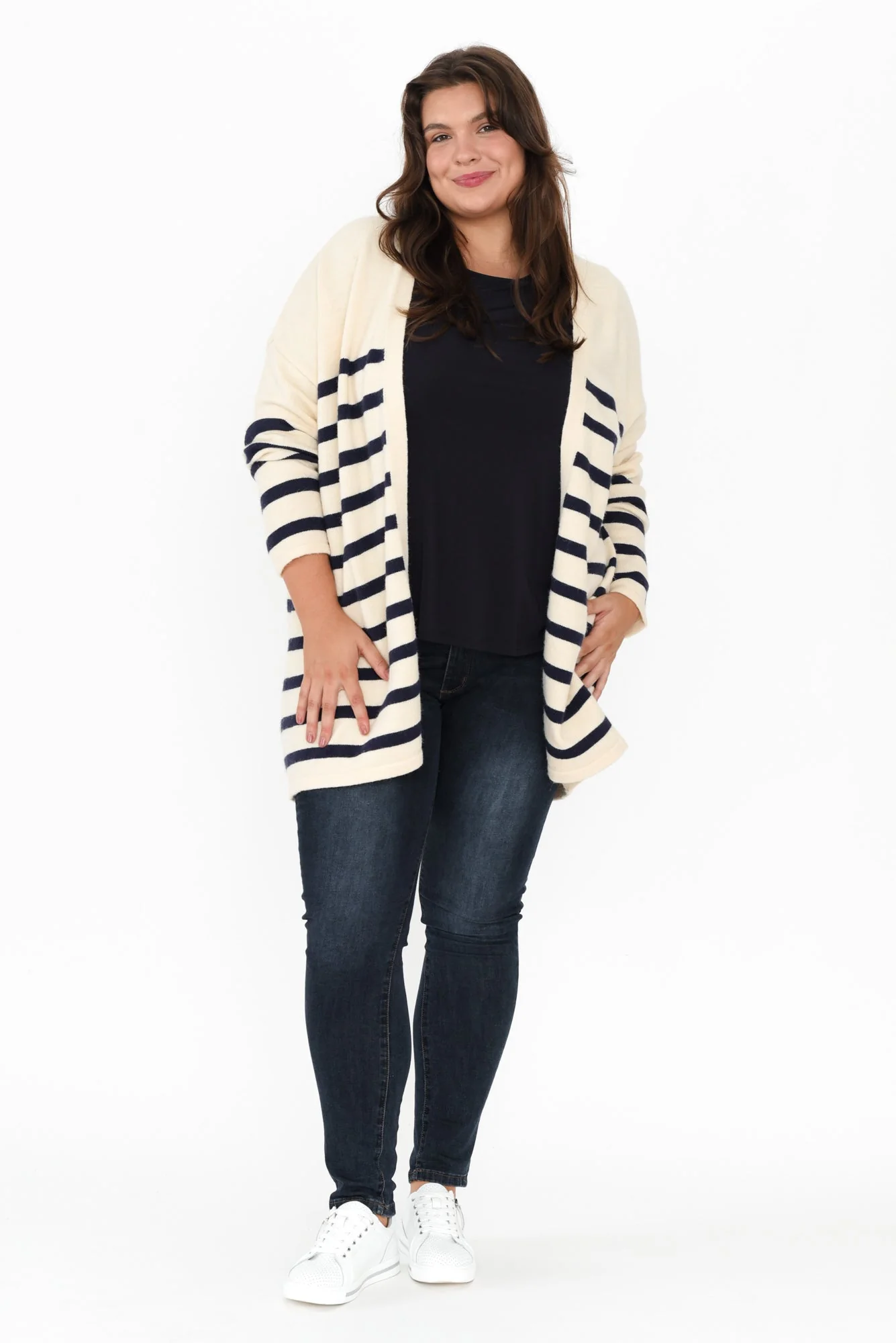Emy Blue Stripe Knit Cardigan - Image 9