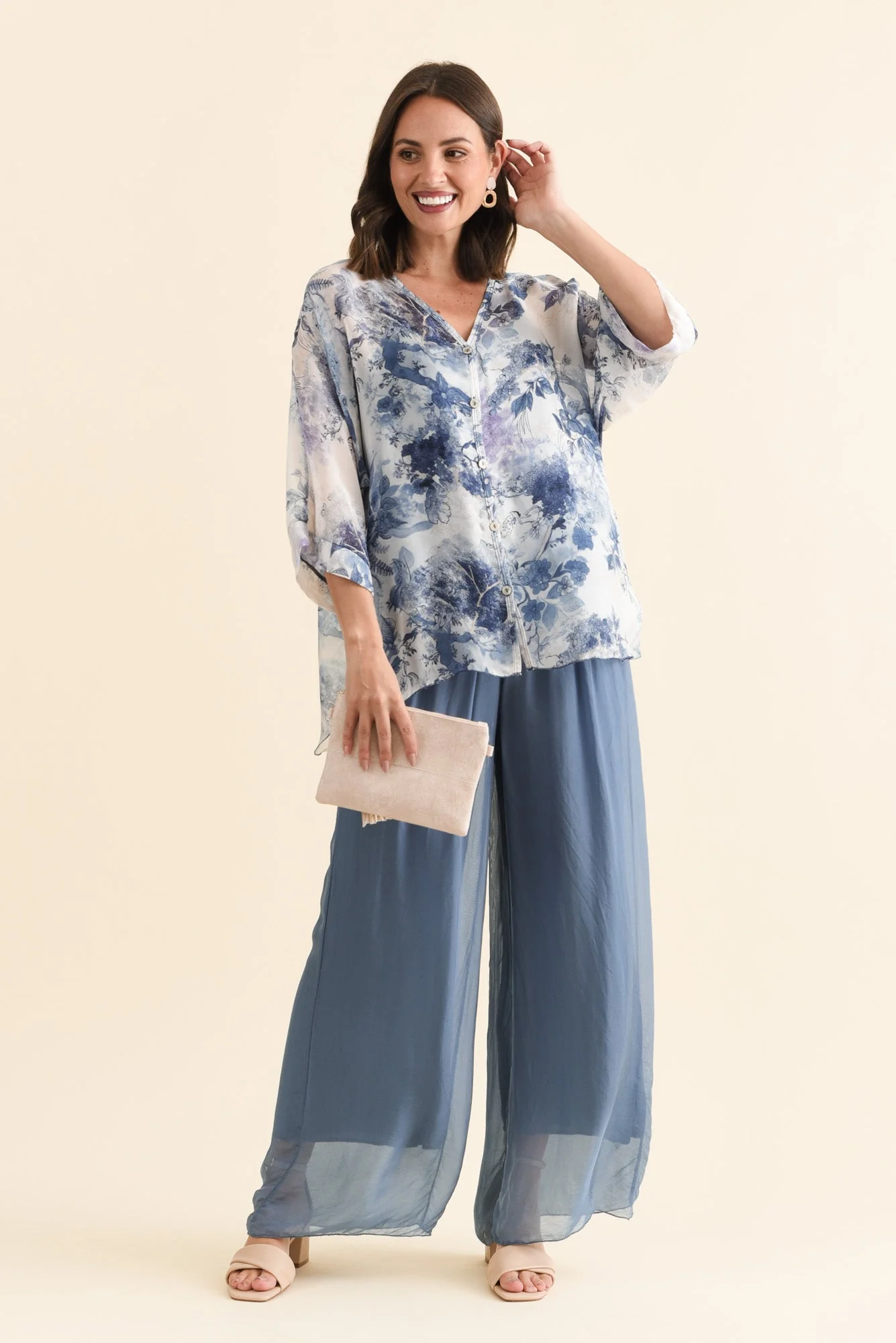 Enid Blue Silk Pants - Image 2