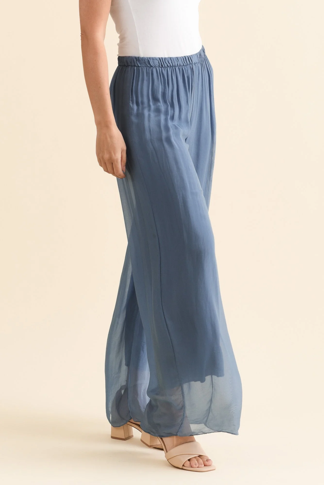 Enid Blue Silk Pants - Image 3
