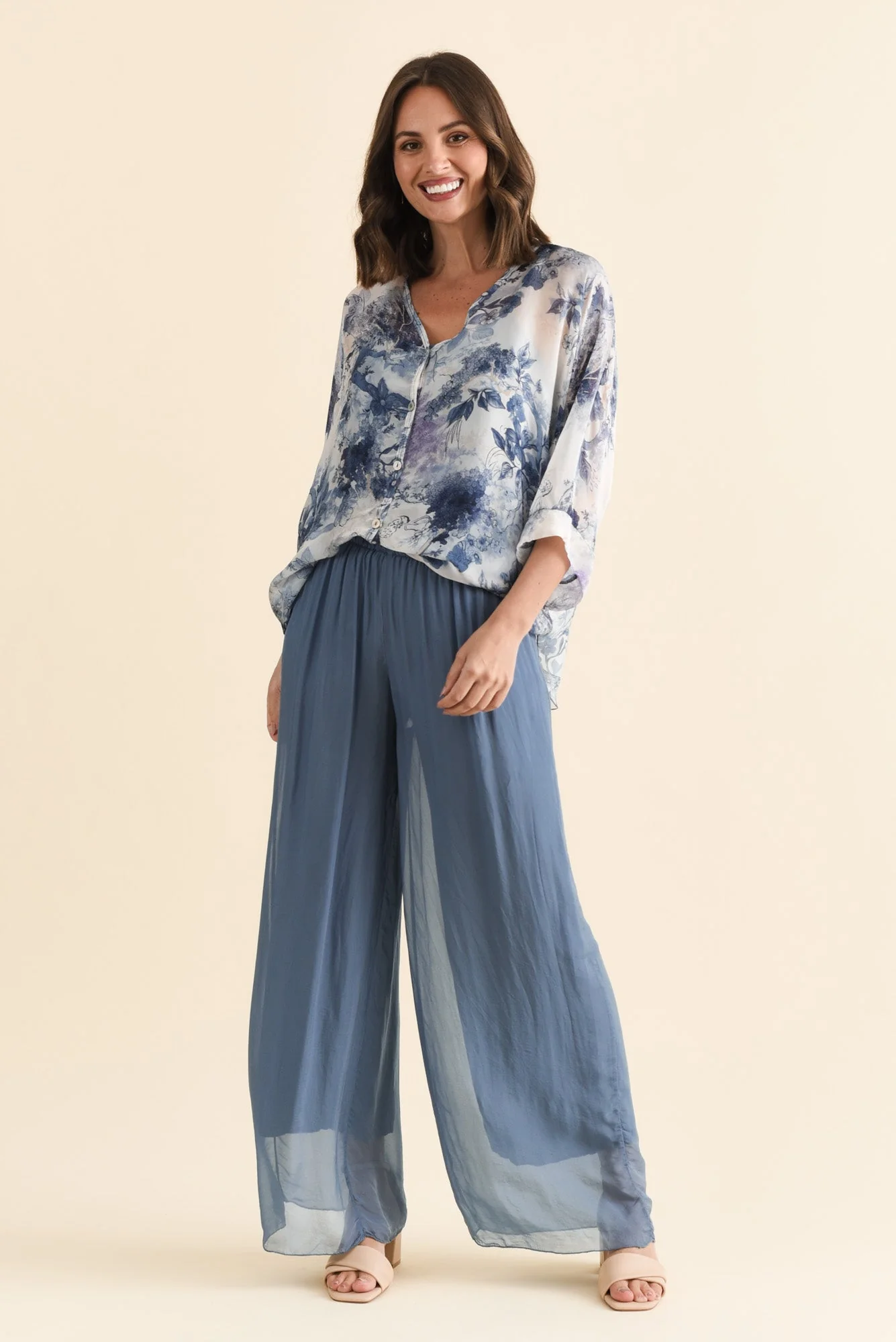 Enid Blue Silk Pants - Image 6
