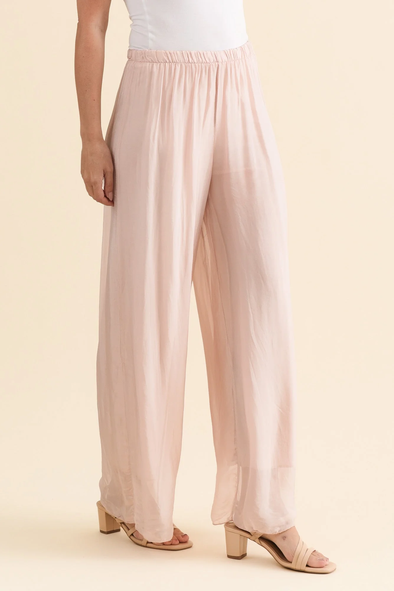 Enid Blush Silk Pants - Image 3