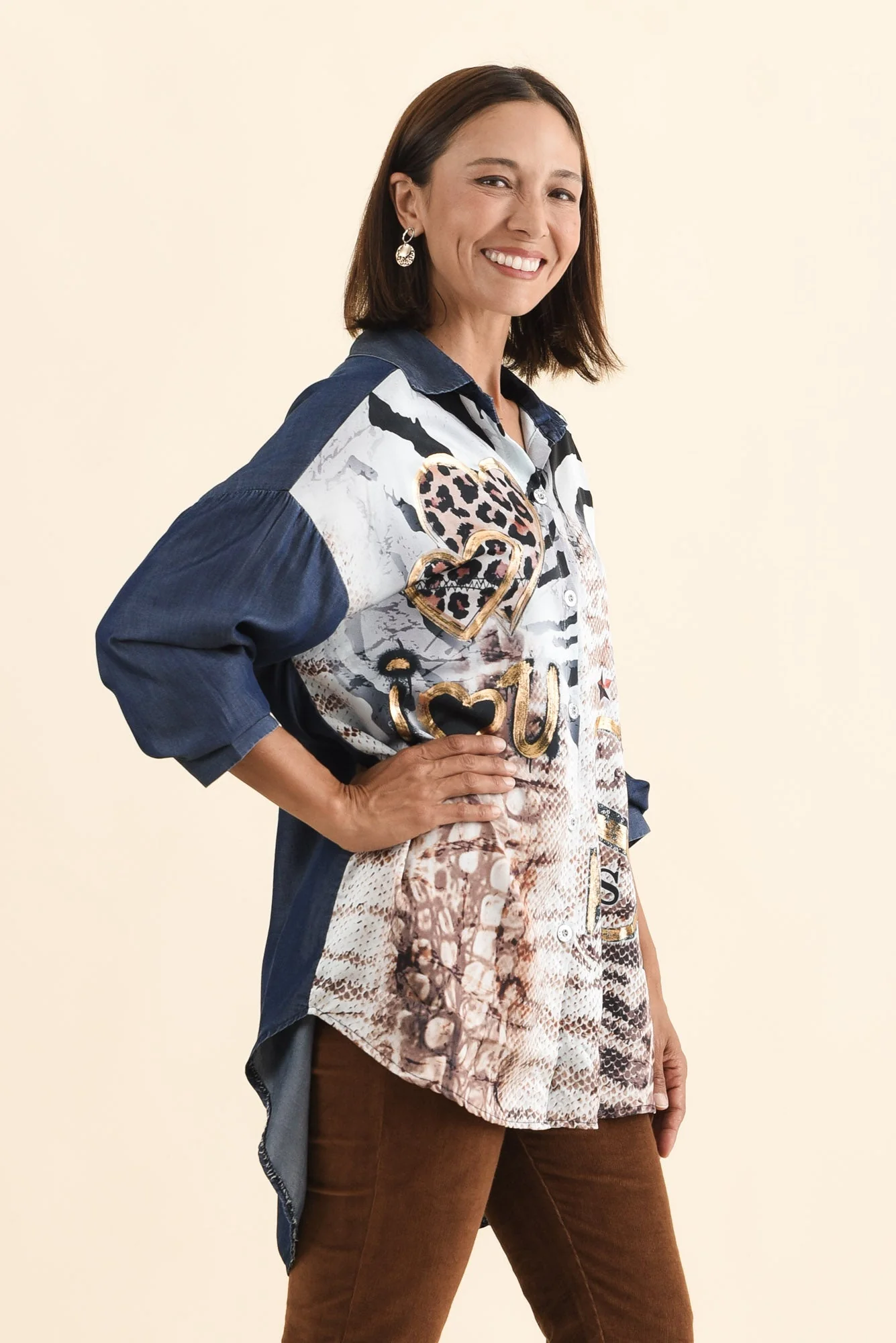 Ensley Navy Leopard Collared Shirt - Image 3