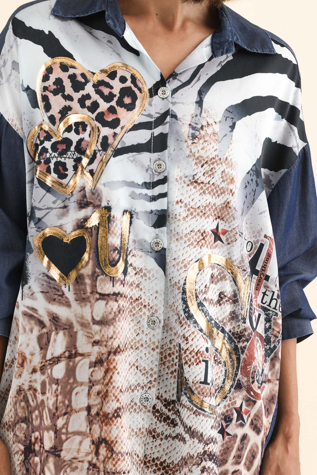 Ensley Navy Leopard Collared Shirt - Image 5