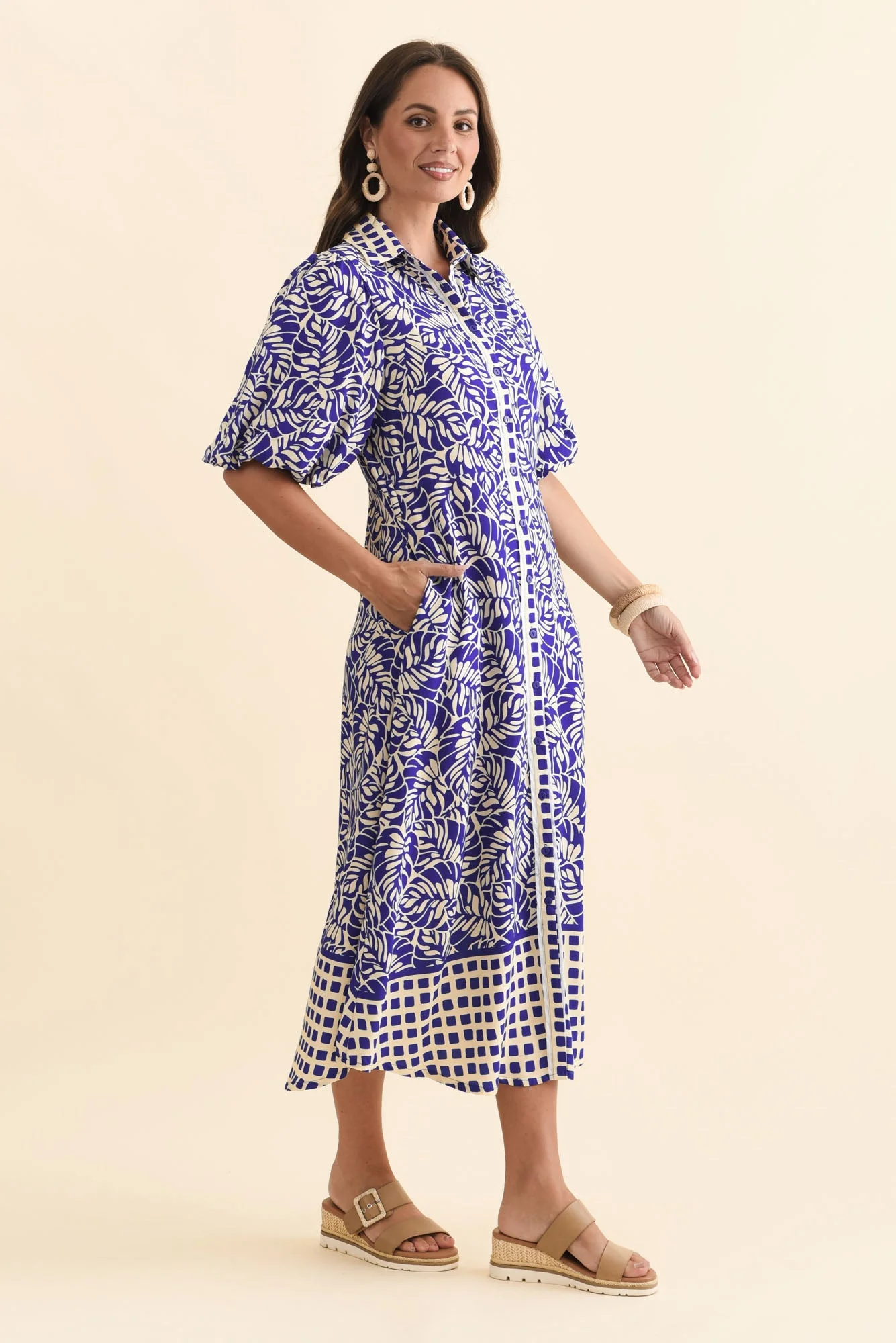 Eri Blue Fern Tie Dress - Image 3