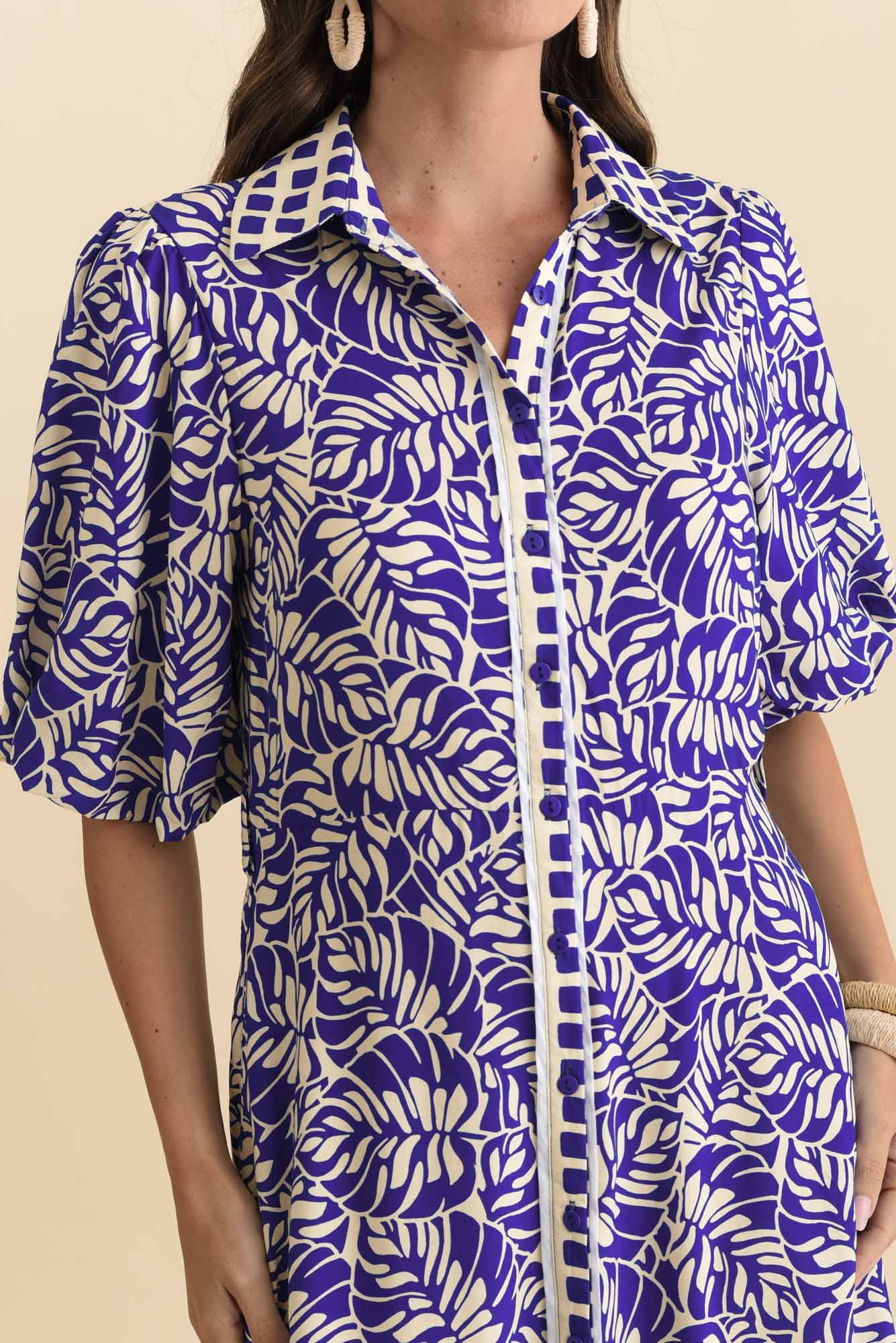 Eri Blue Fern Tie Dress - Image 5