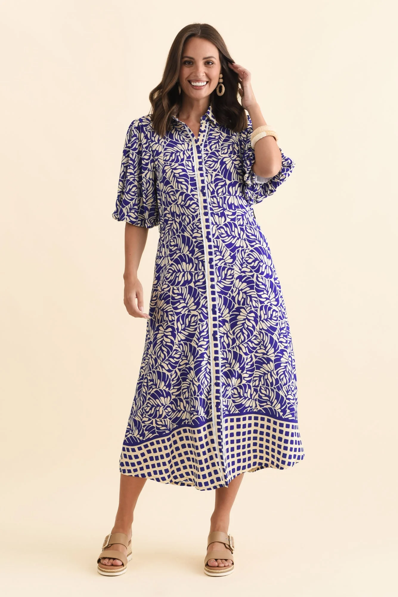 Eri Blue Fern Tie Dress - Image 6