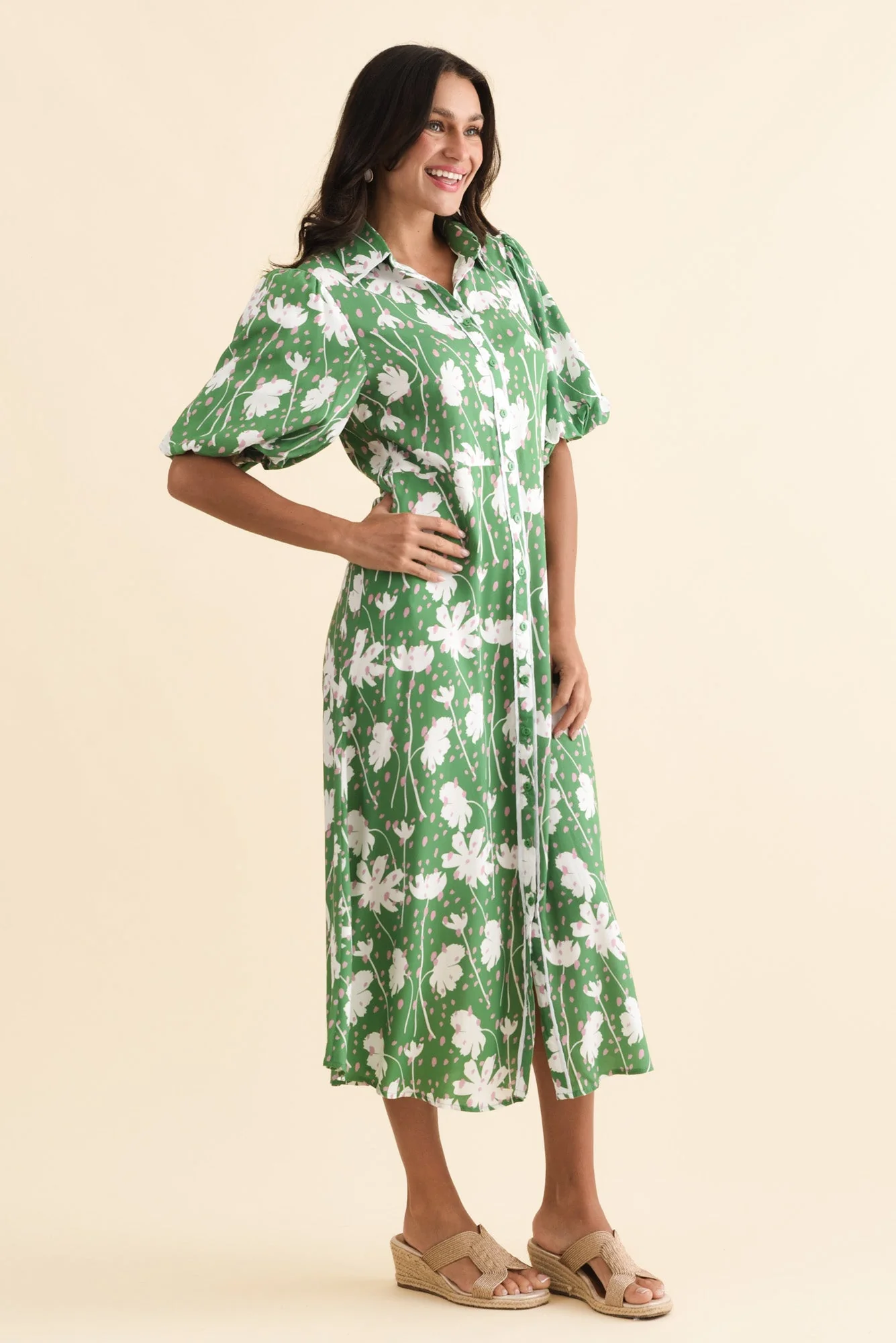 Eri Green Garden Tie Dress - Image 3