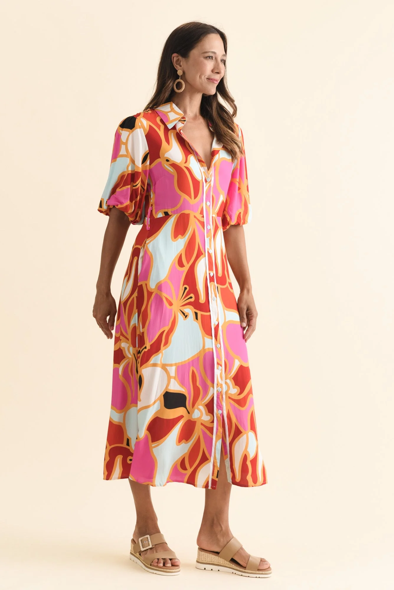 Eri Red Abstract Tie Dress - Image 4