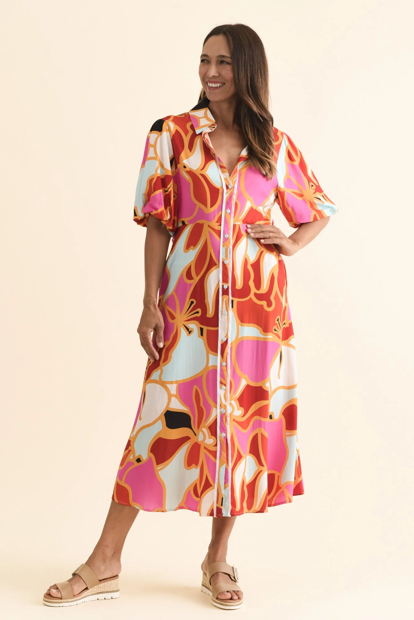 Eri Red Abstract Tie Dress - Image 7