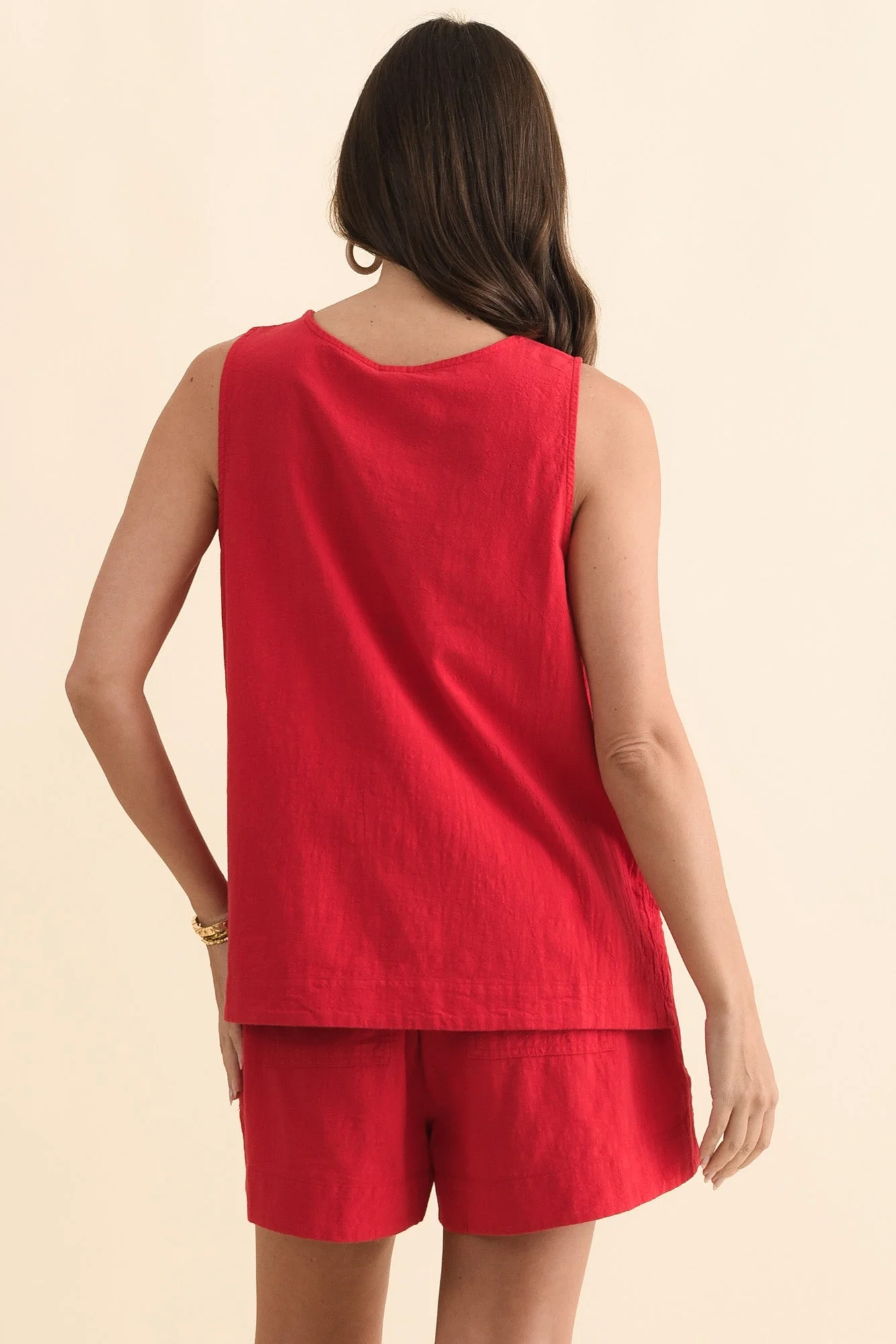 Esme Red Cotton Tank Top - Image 4