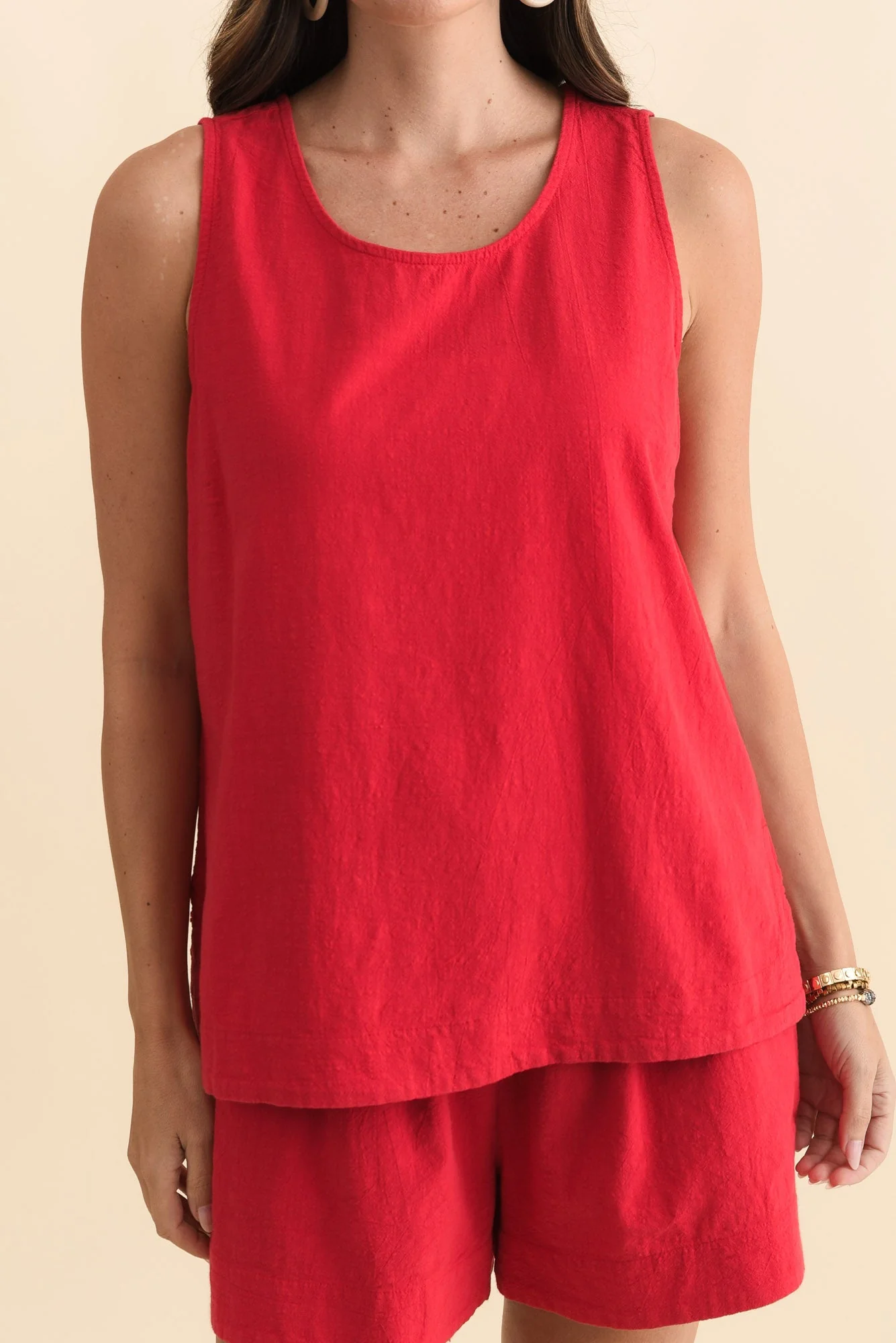 Esme Red Cotton Tank Top - Image 5