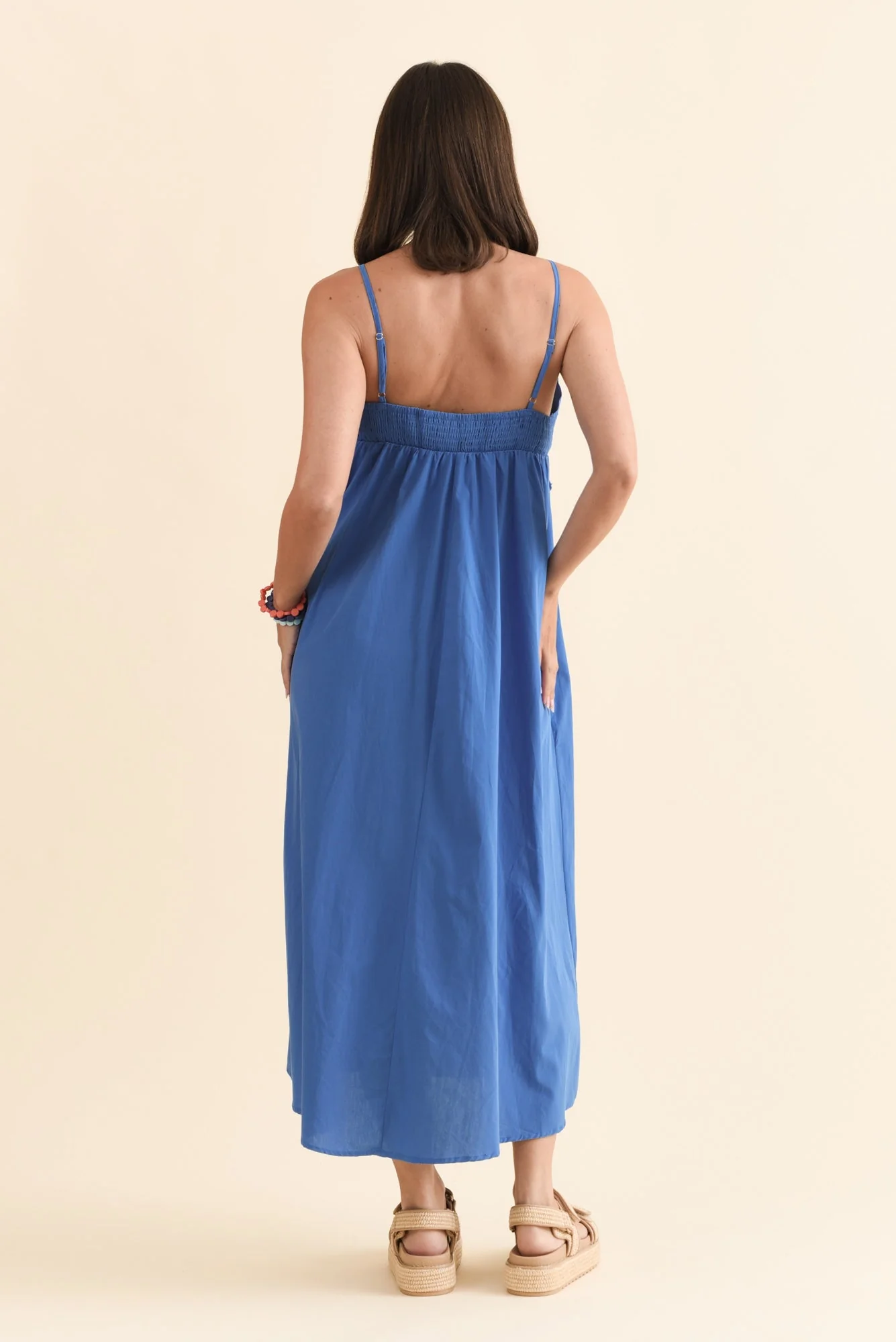 Essen Cobalt Cotton Poplin Embroidered Dress - Image 5