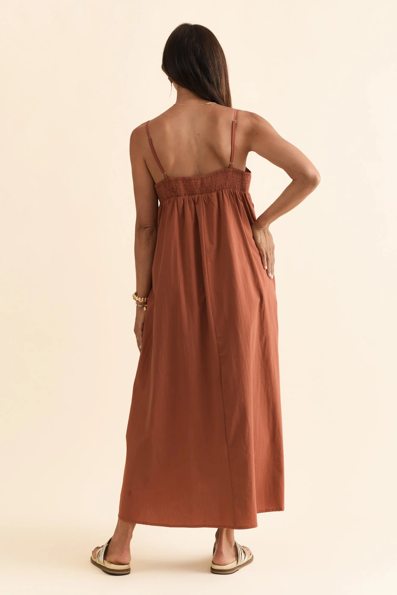 Essen Rust Cotton Poplin Embroidered Dress - Image 5